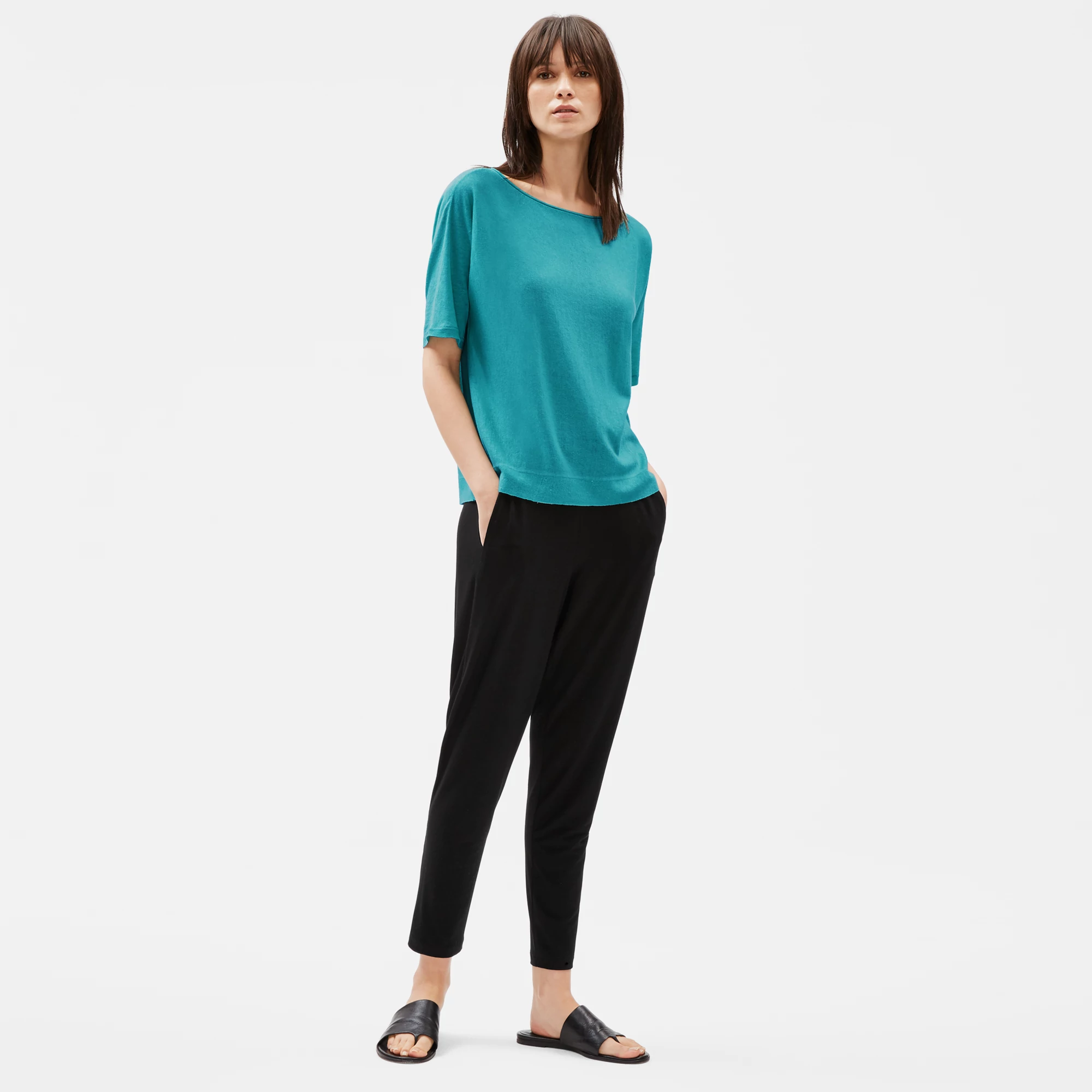 Organic Linen Cotton ElbowSleeve Top EILEEN FISHER