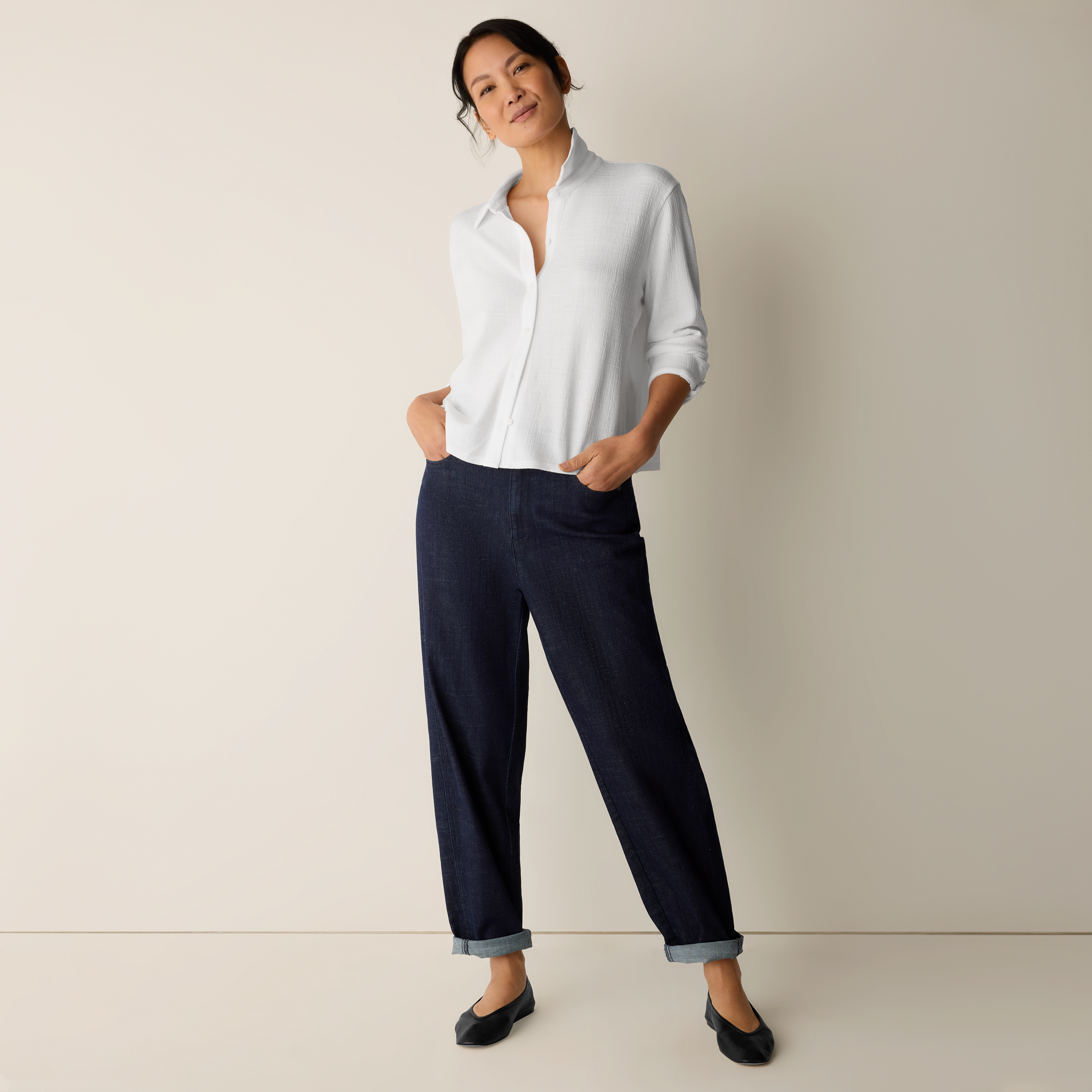 Cotton Stretch Denim Lantern Jean