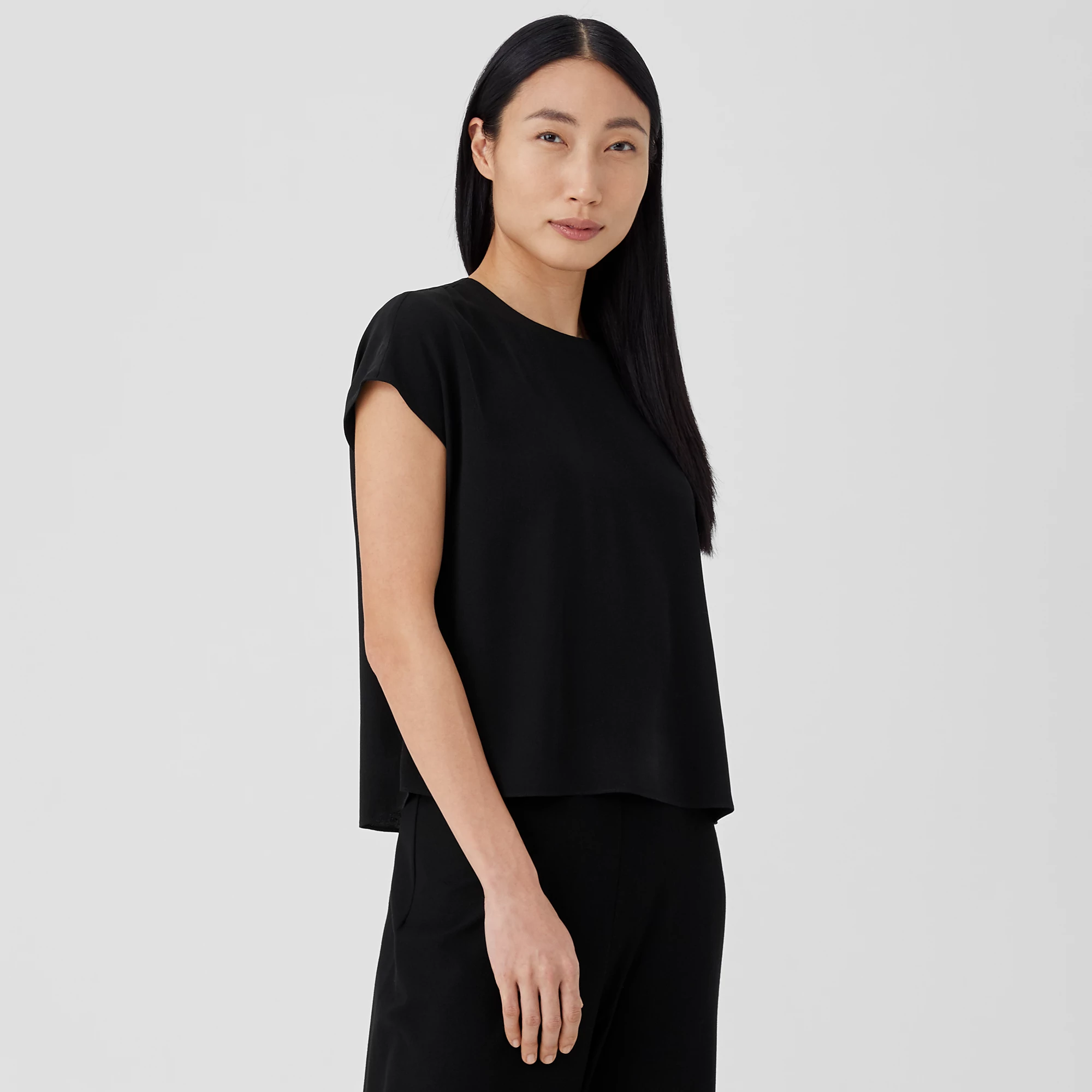 Silk Georgette Crepe Square Top | EILEEN FISHER