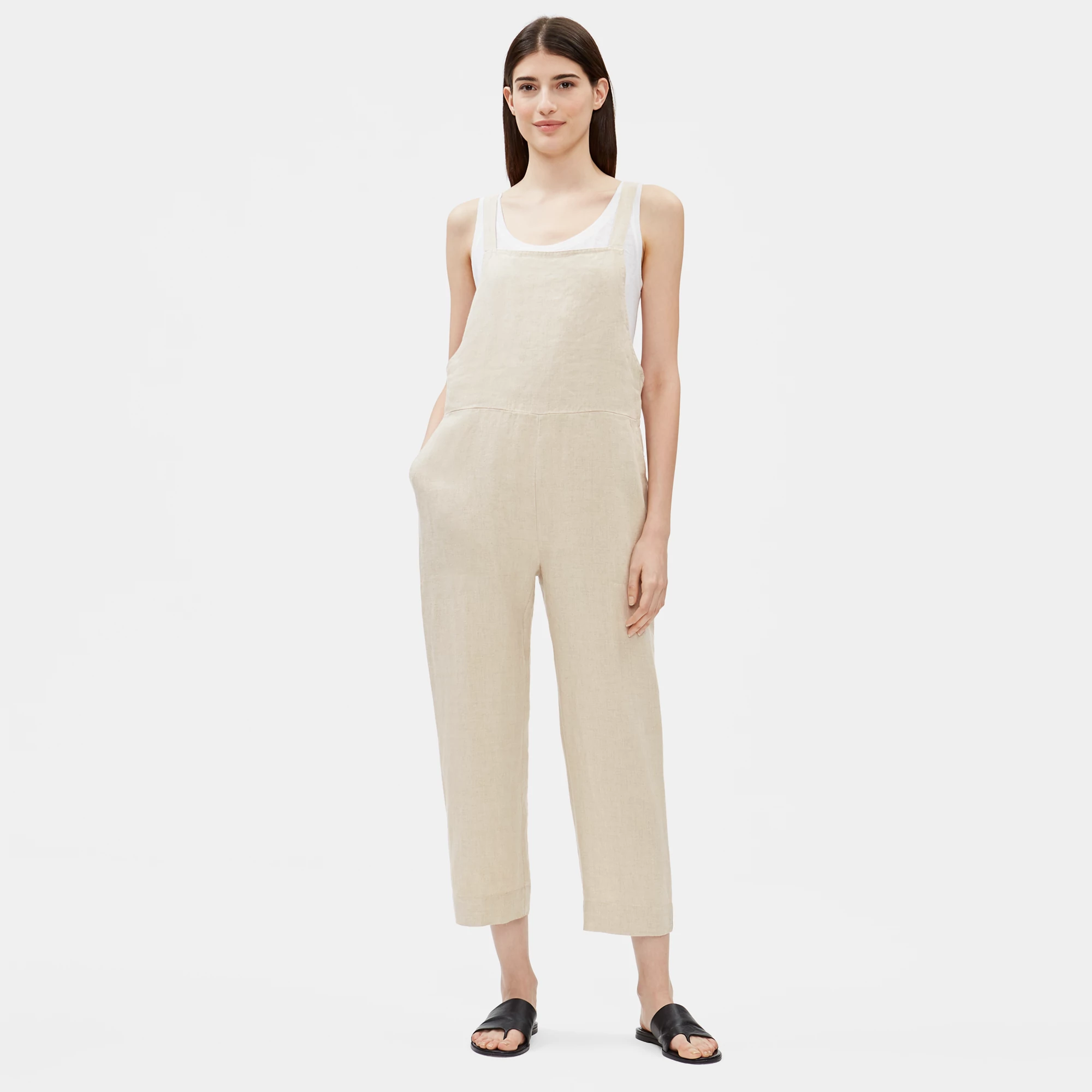 Eileen Fisher Organic Cotton Lofty Gauze Point Collar Short Sleeve  Drawstring Wide Leg Jumpsuit | Dillard's