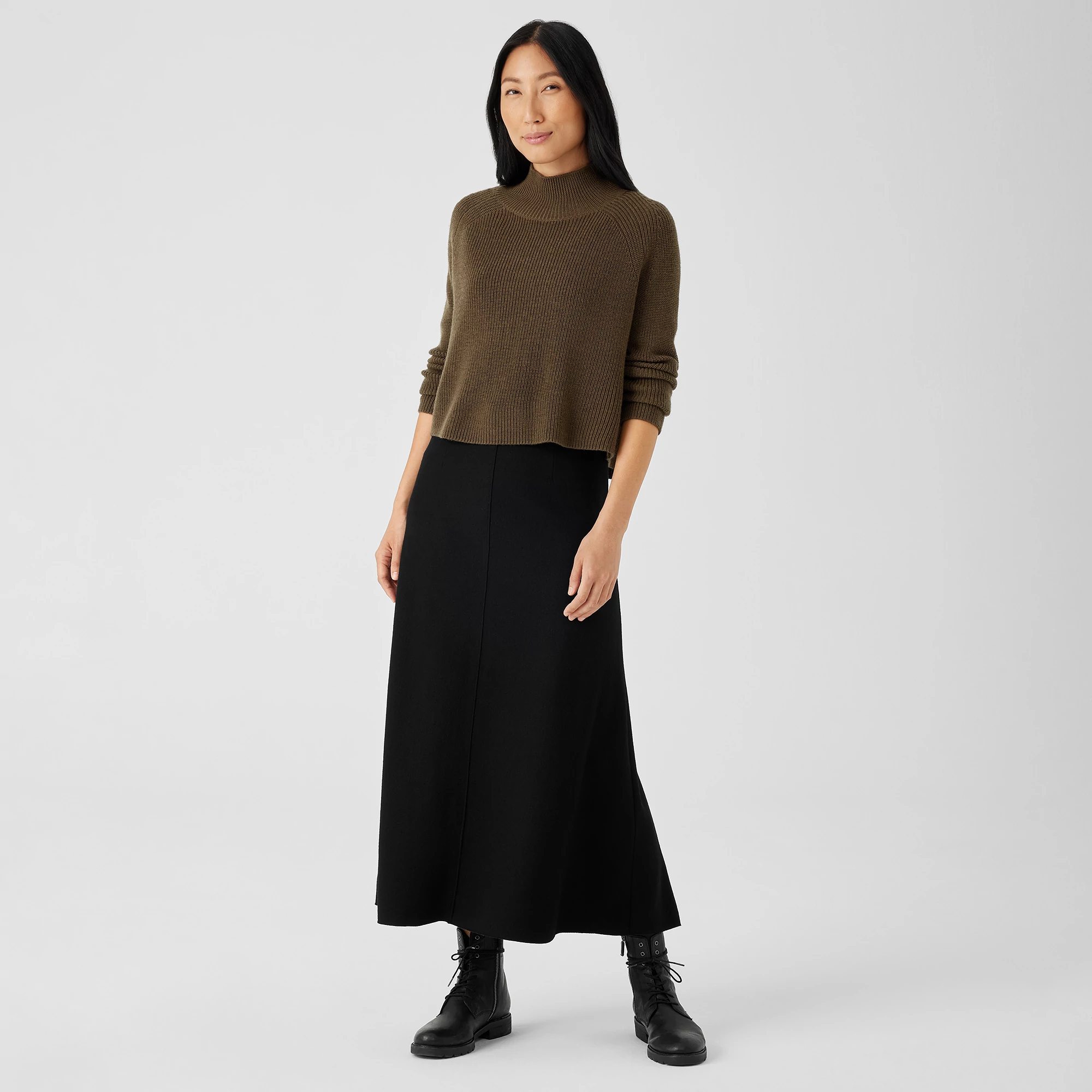 Boiled Wool Jersey A-Line Skirt | EILEEN FISHER