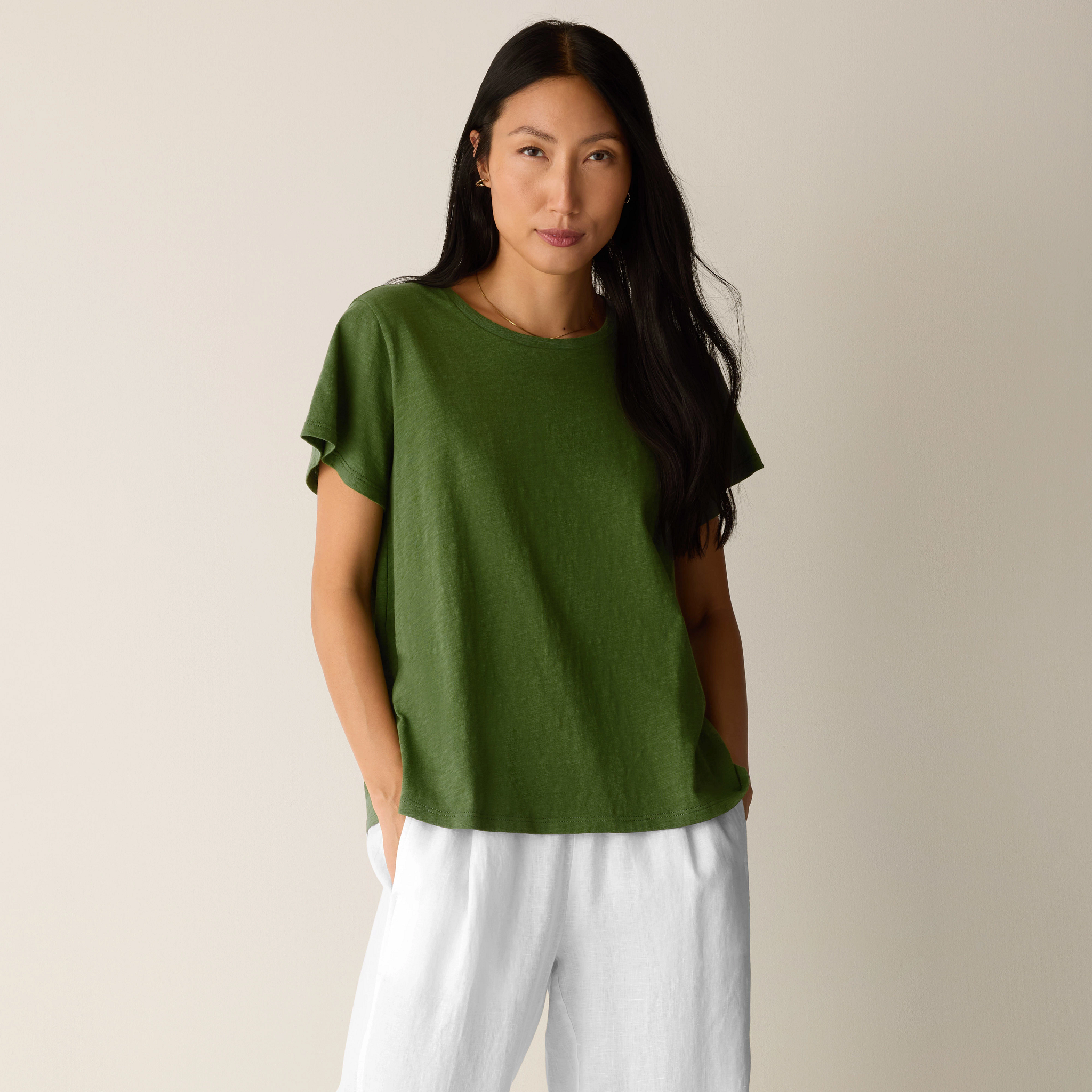 Organic Cotton Slubby Jersey Crew Neck Tee from EILEEN FISHER - $78