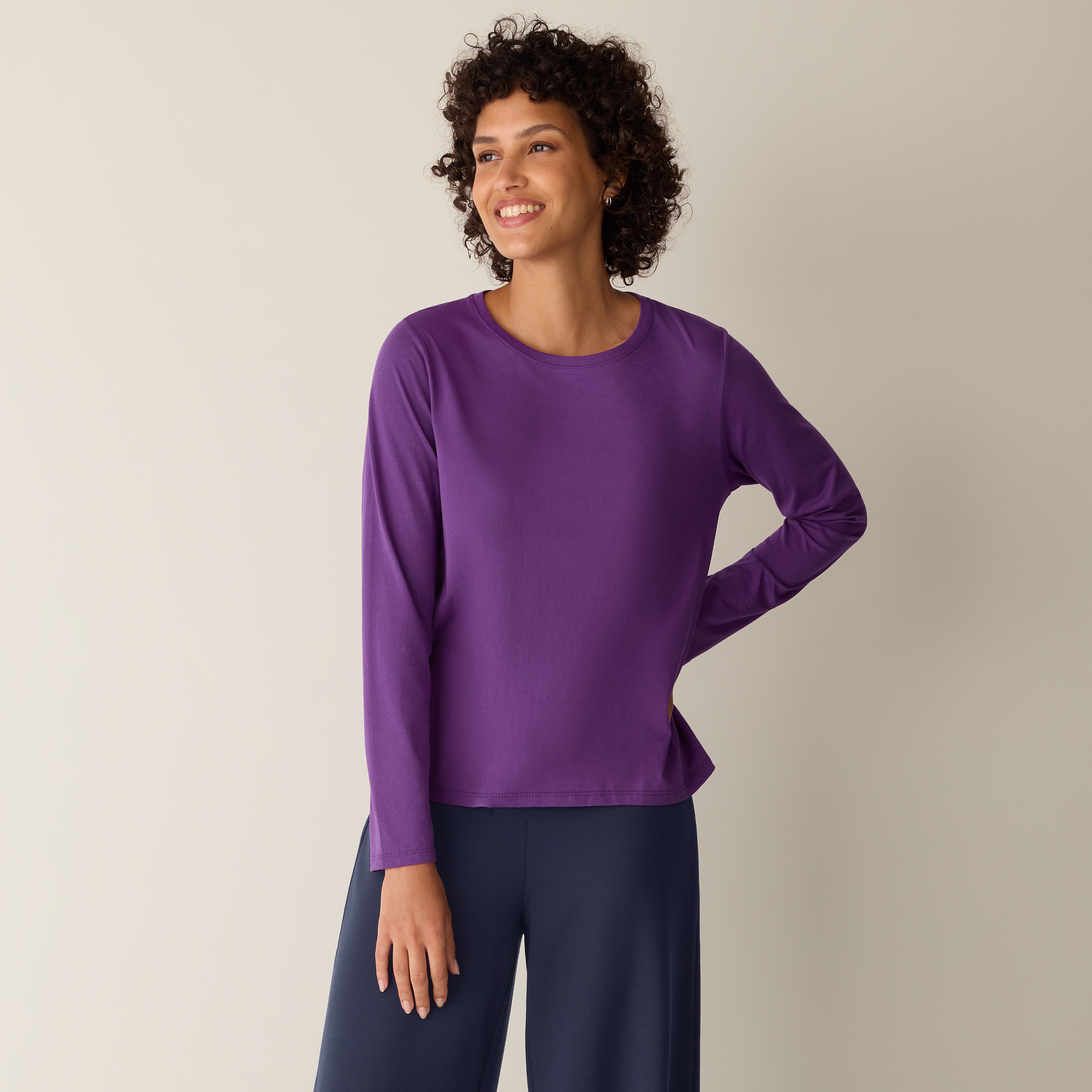 Organic Pima Cotton Jersey Long-Sleeve Tee | EILEEN FISHER