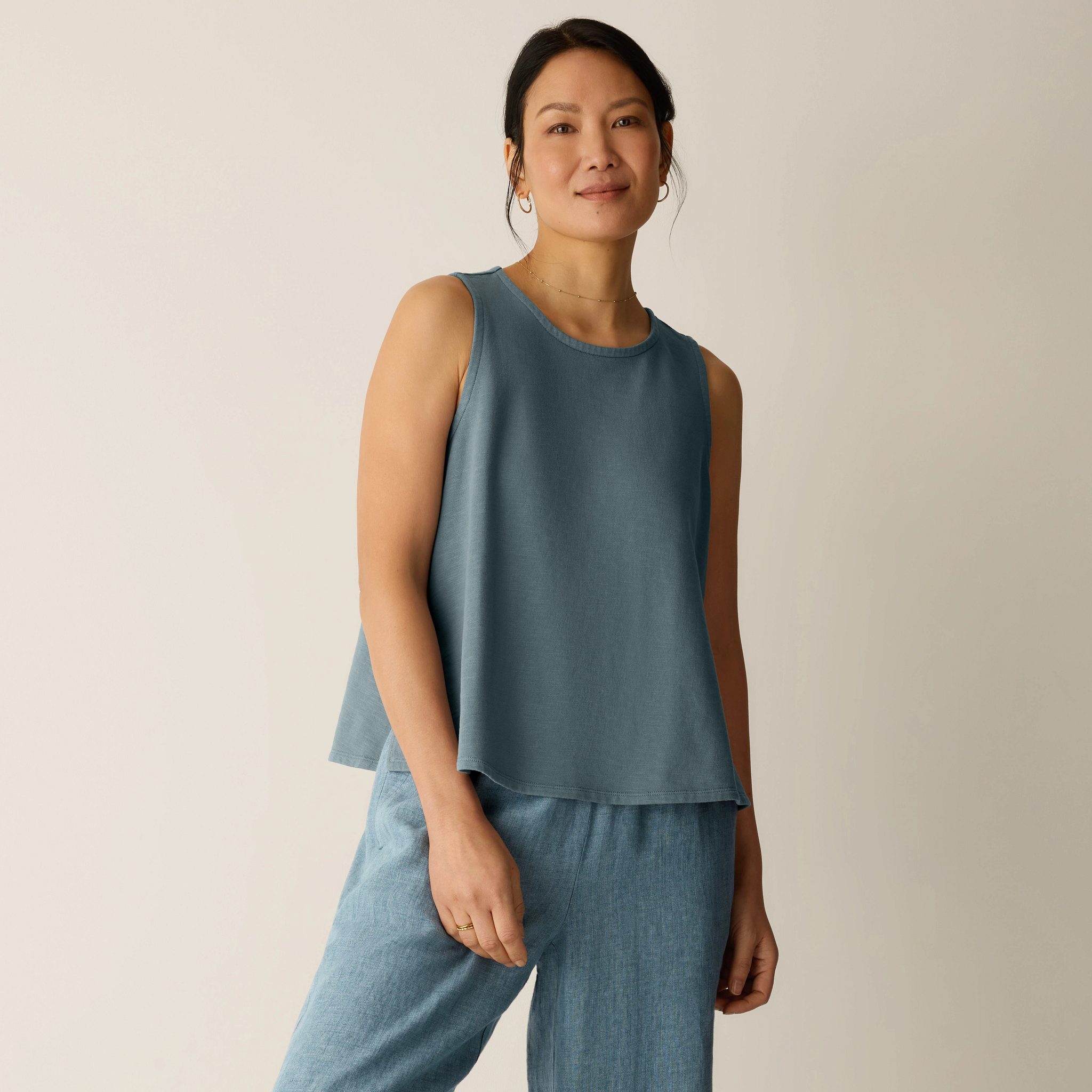 Garment-Dyed Organic Cotton Terry Shell from EILEEN FISHER - $128