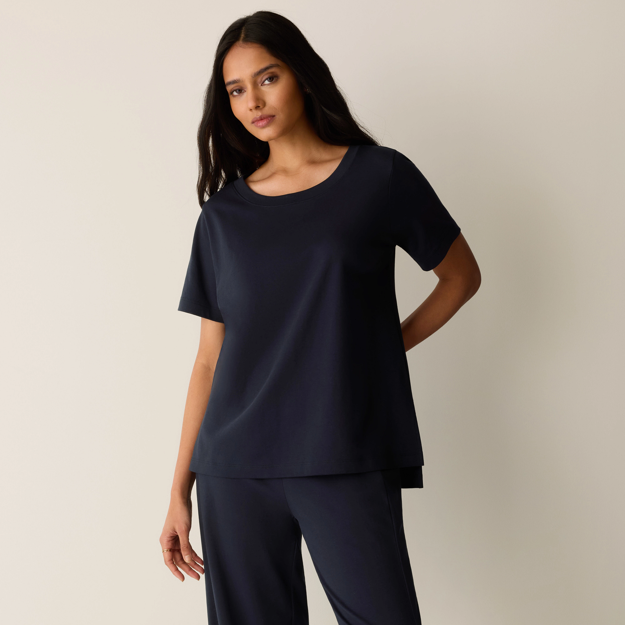 Organic Cotton Interlock Jewel Neck Sleep Tee