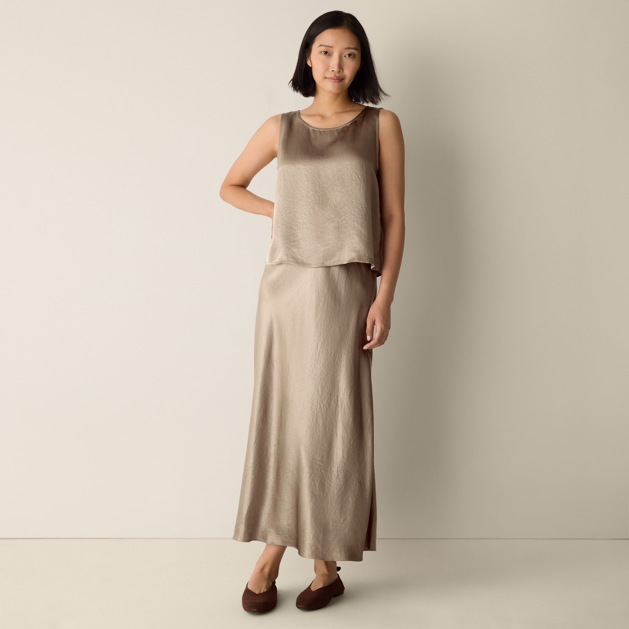 Textured Satin Slip Skirt