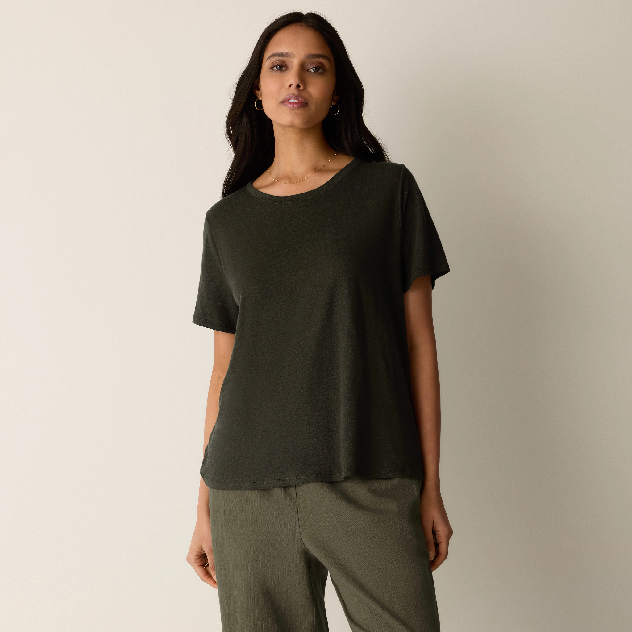 Organic Linen Jersey Crew Neck Tee from EILEEN FISHER - $128