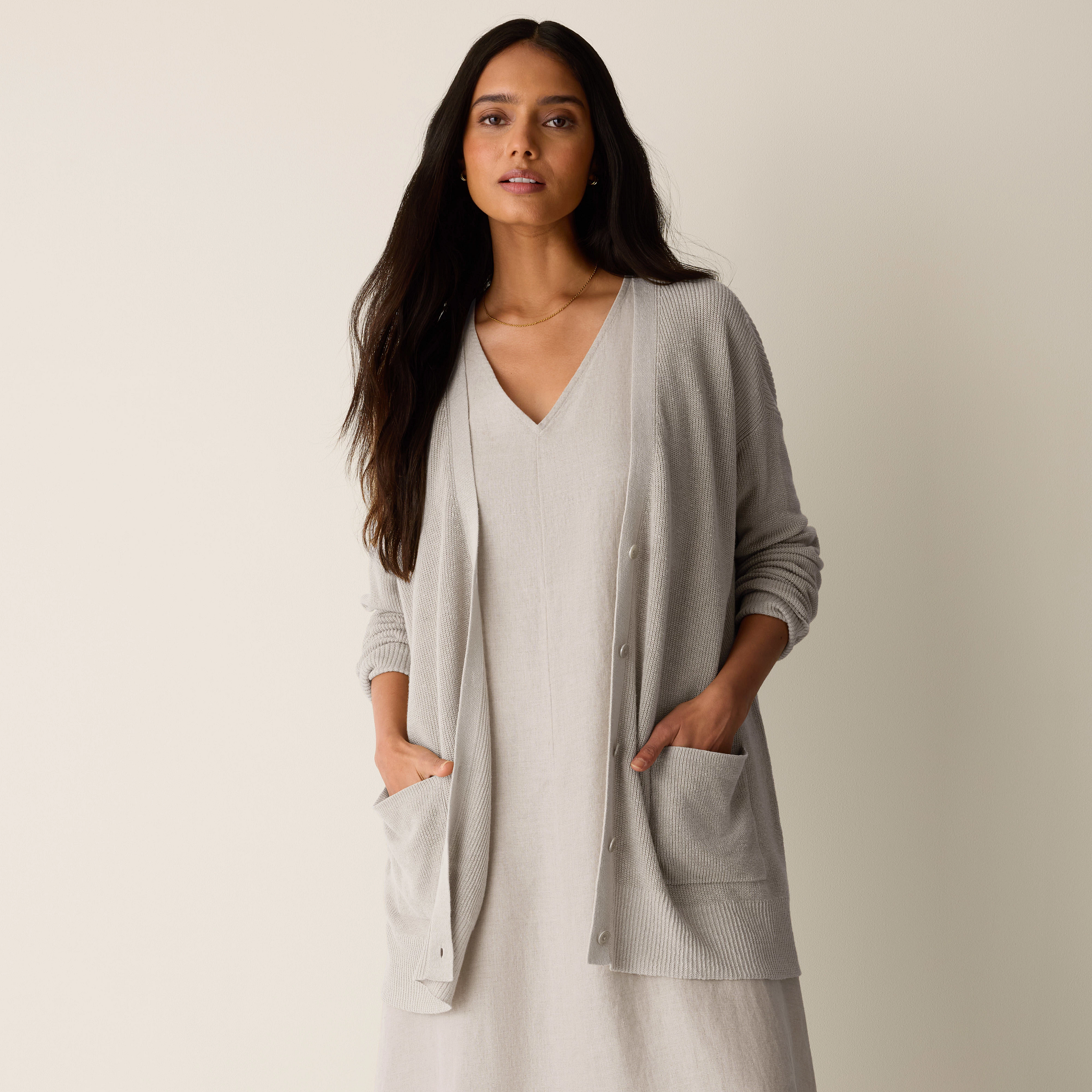 Organic Linen Cotton Slouchy Long Cardigan from EILEEN FISHER - $298
