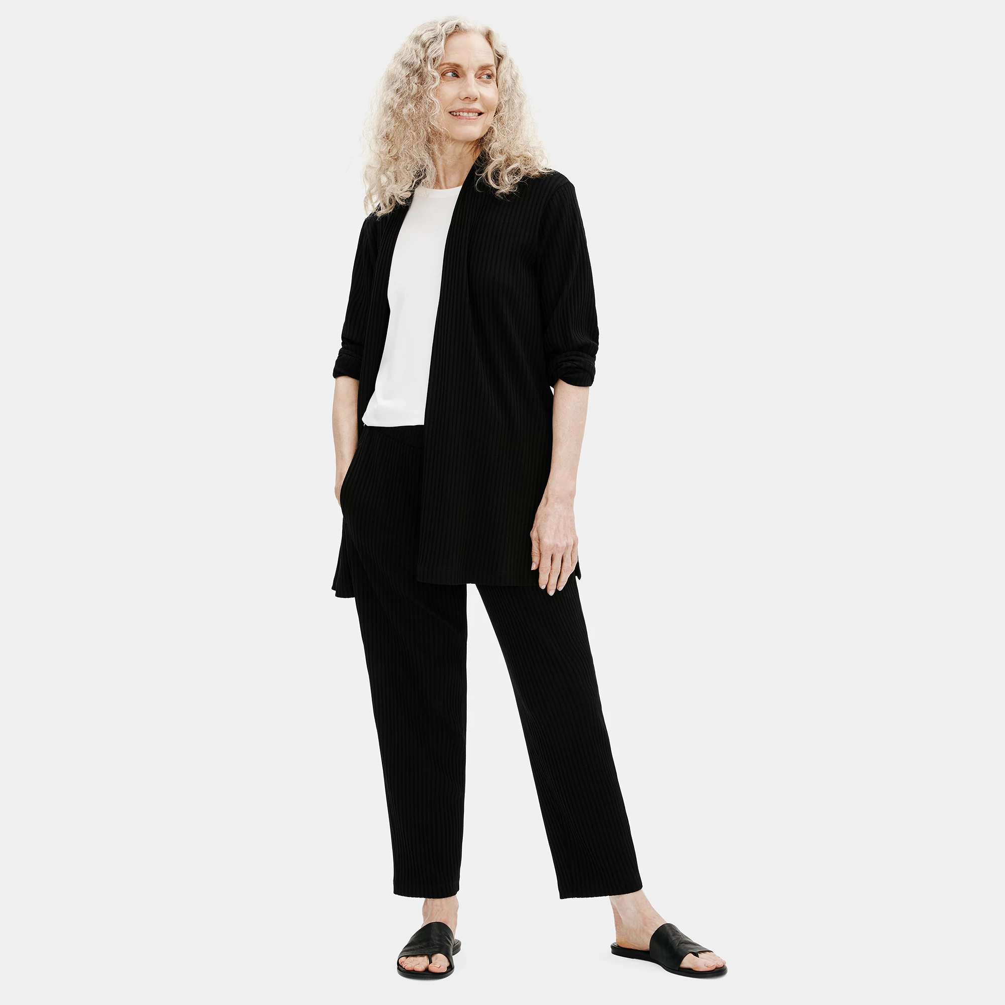 EILEEN FISHER Womens Gray Pocketed Pull-on Ankle Heather Pants main image 0