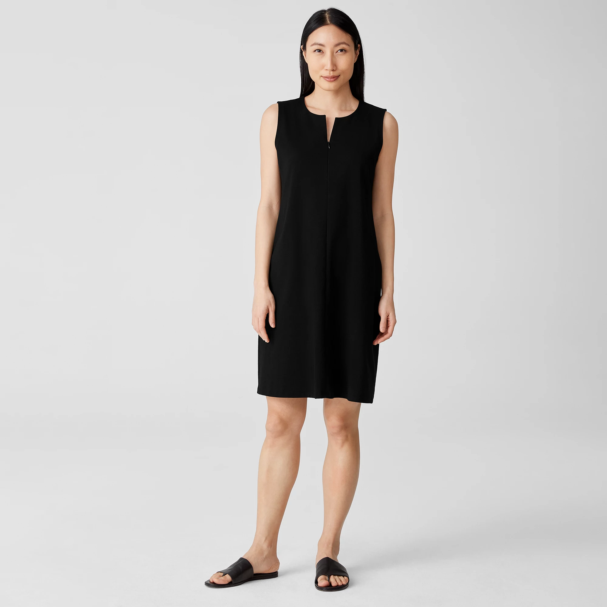 Cotton Ponte Zip-Up Dress | EILEEN FISHER