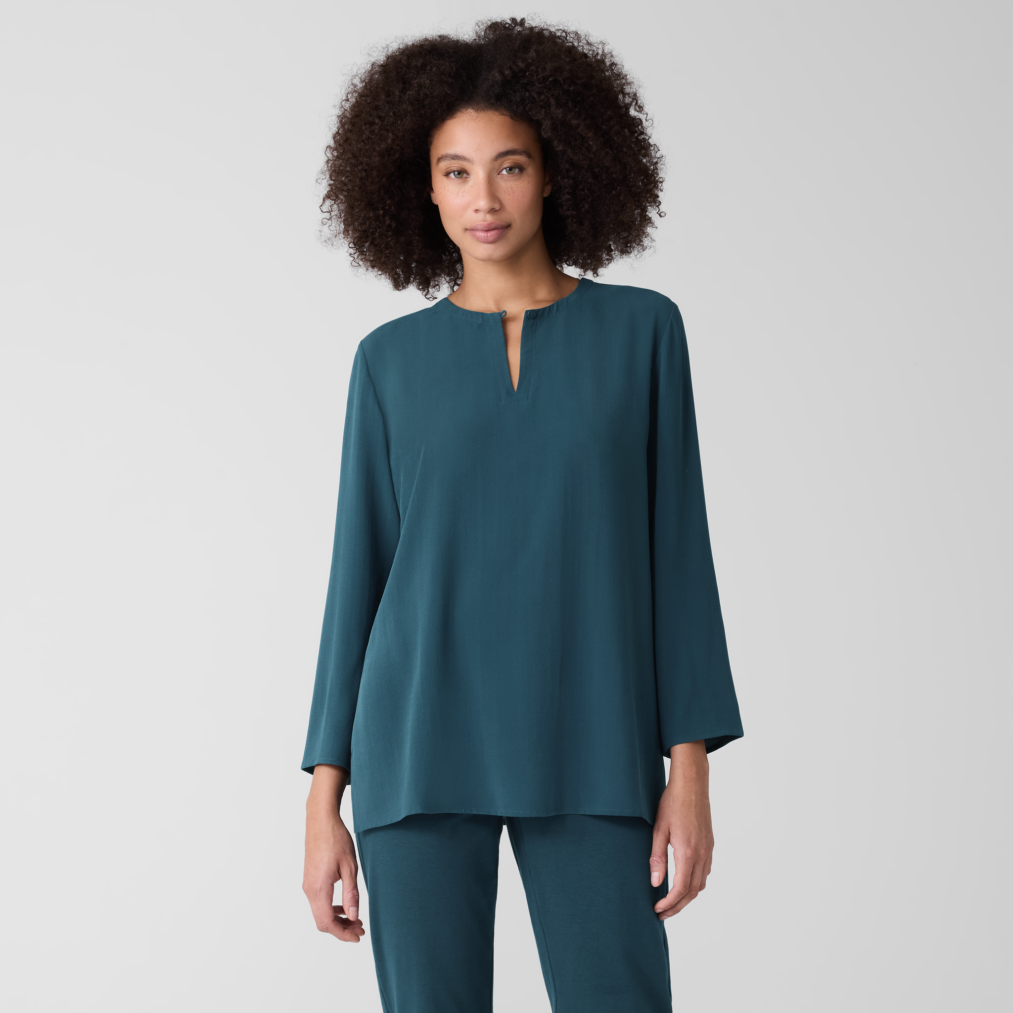 Silk Georgette Crepe Keyhole Top from EILEEN FISHER - $191.20