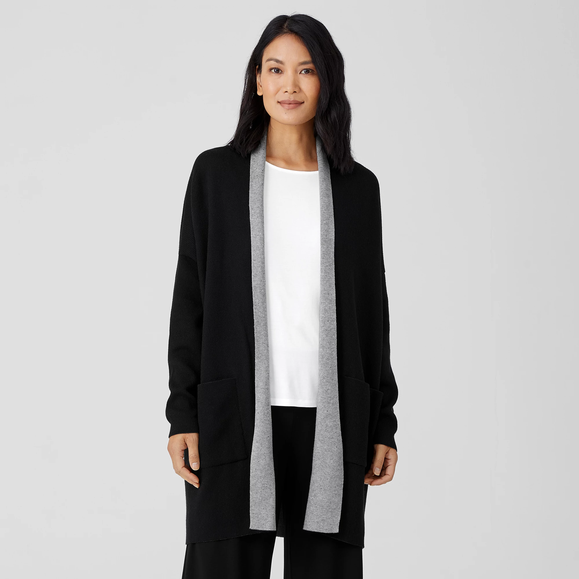 Peruvian Organic Cotton Blend Long Cardigan | EILEEN FISHER