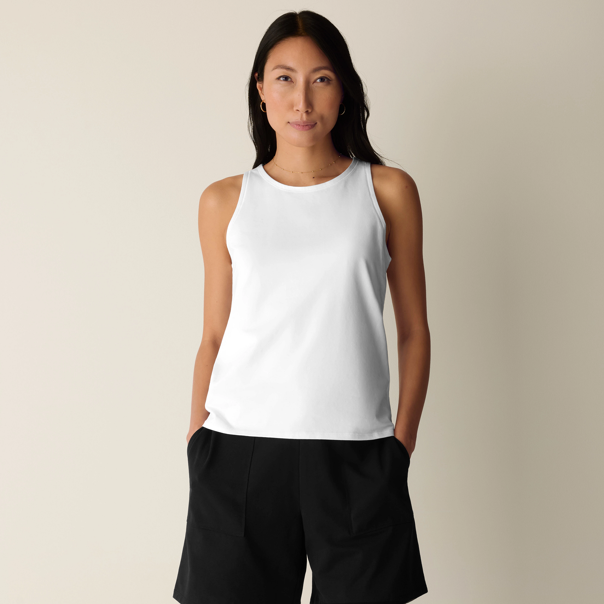 Pima Cotton Stretch Jersey Slim Tank from EILEEN FISHER - $108