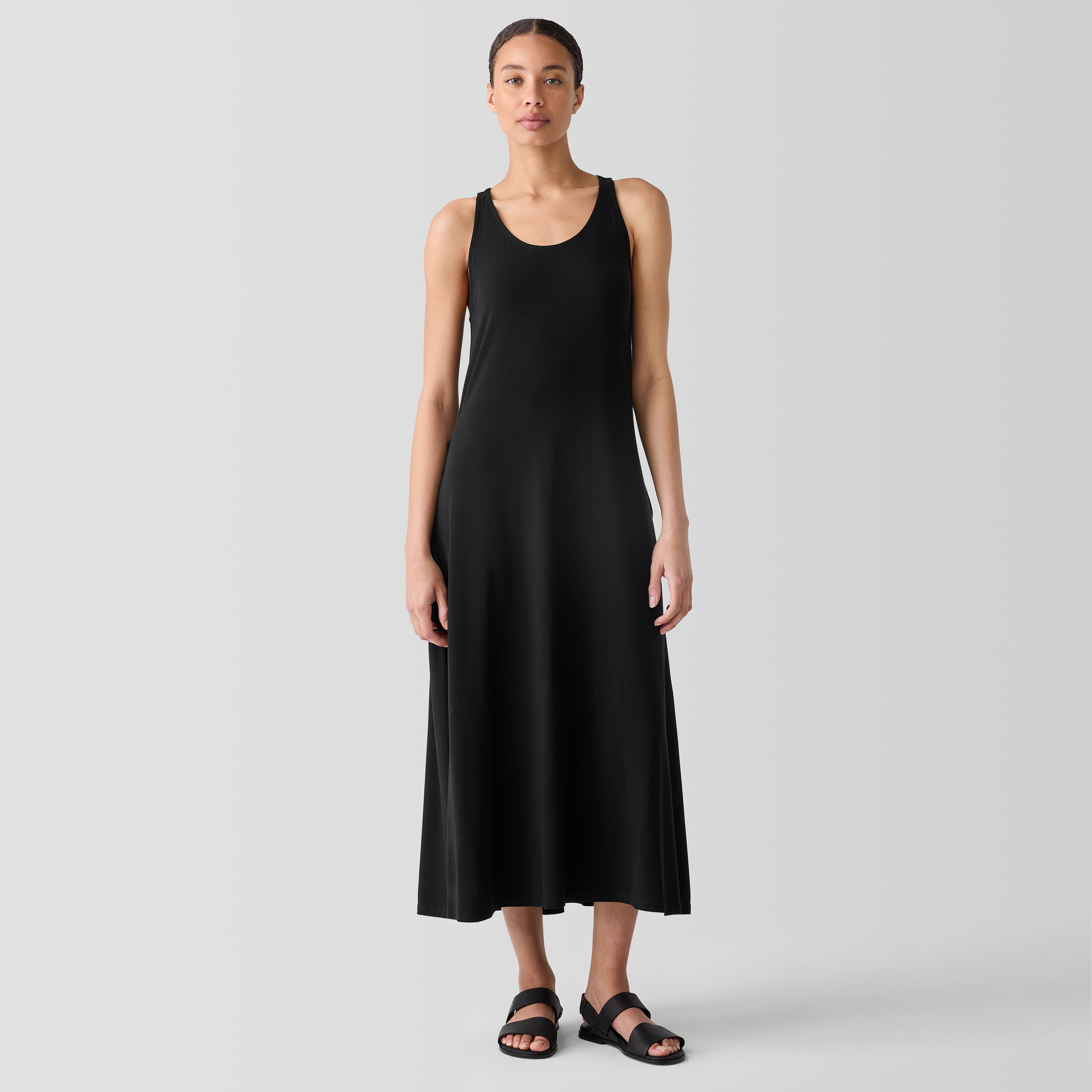80's COTTON GINNY カナダ製　ローズ柄　モックネックトレーナー Fine Jersey Racer-Back Tank Dress | EILEEN FISHER
