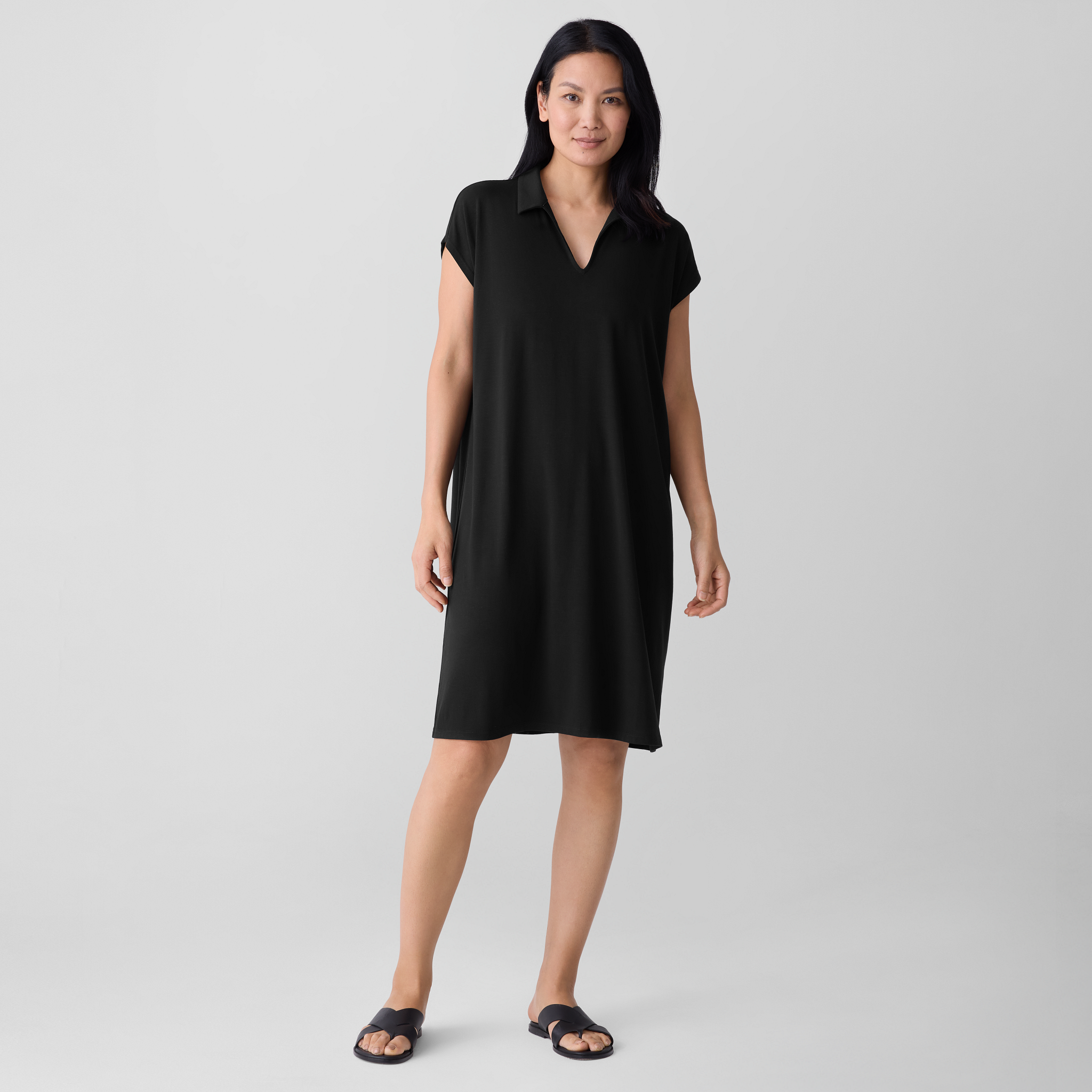 Life Work ★Women's Venturi Collar Half Zip-Up Dress Casual Dress for Women Half Zipper Cold Shoulder Mini Dress