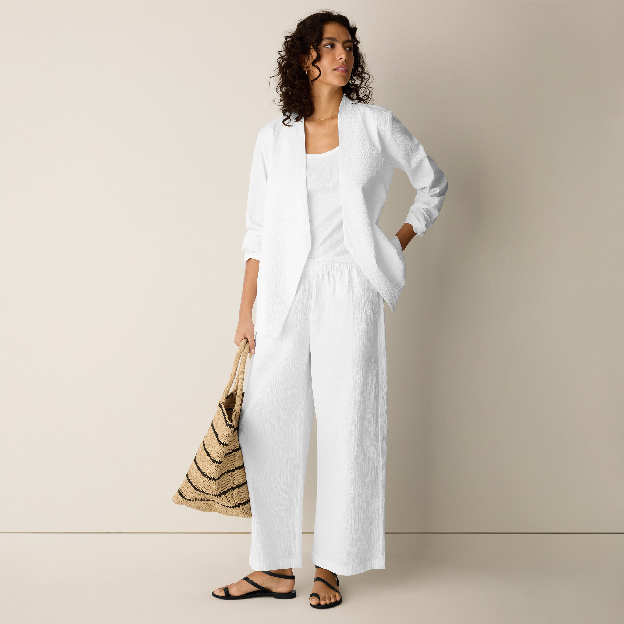 Organic Cotton Pucker Wide-Leg Pant from EILEEN FISHER - $188