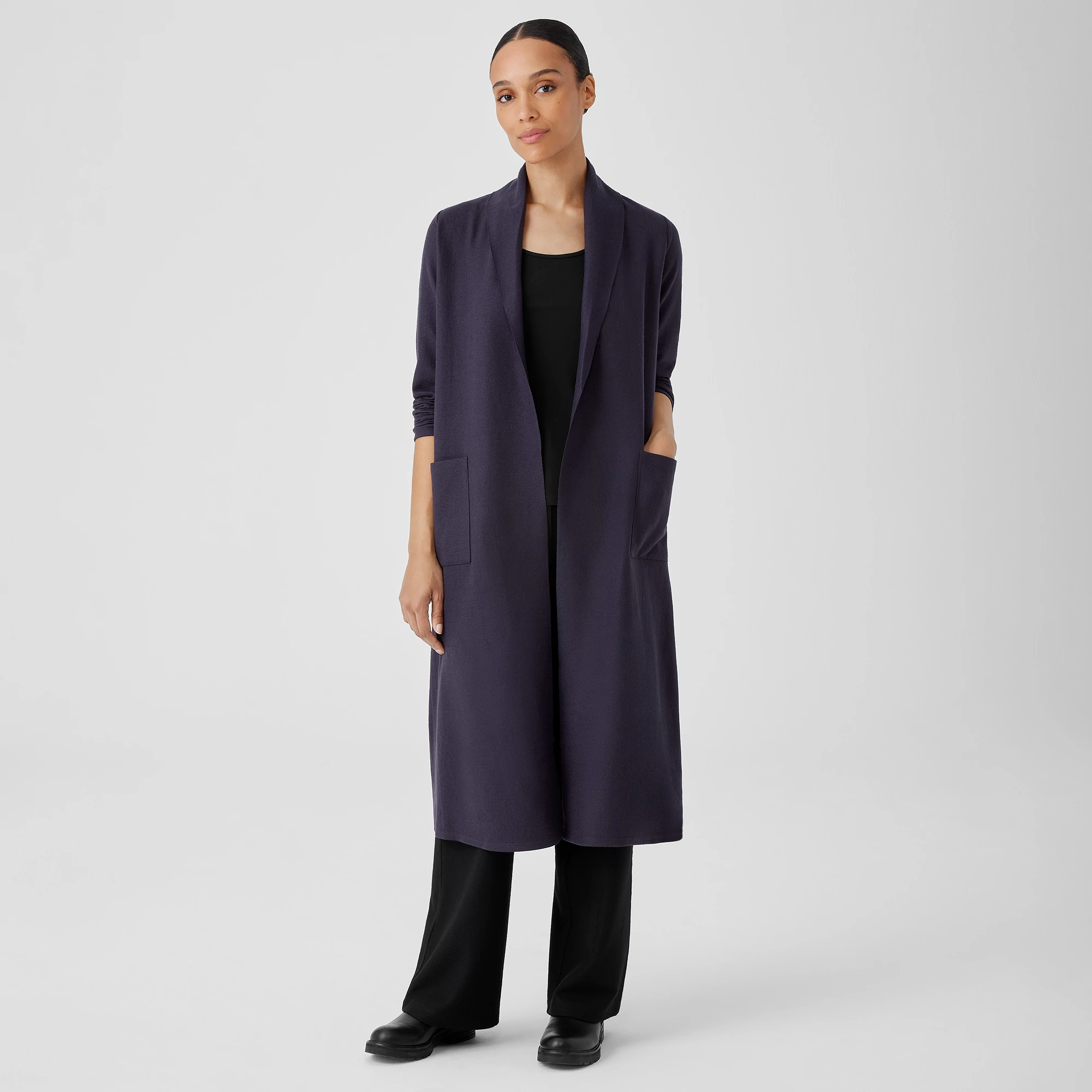 Eileen fisher boiled wool shawl collar jacket deals