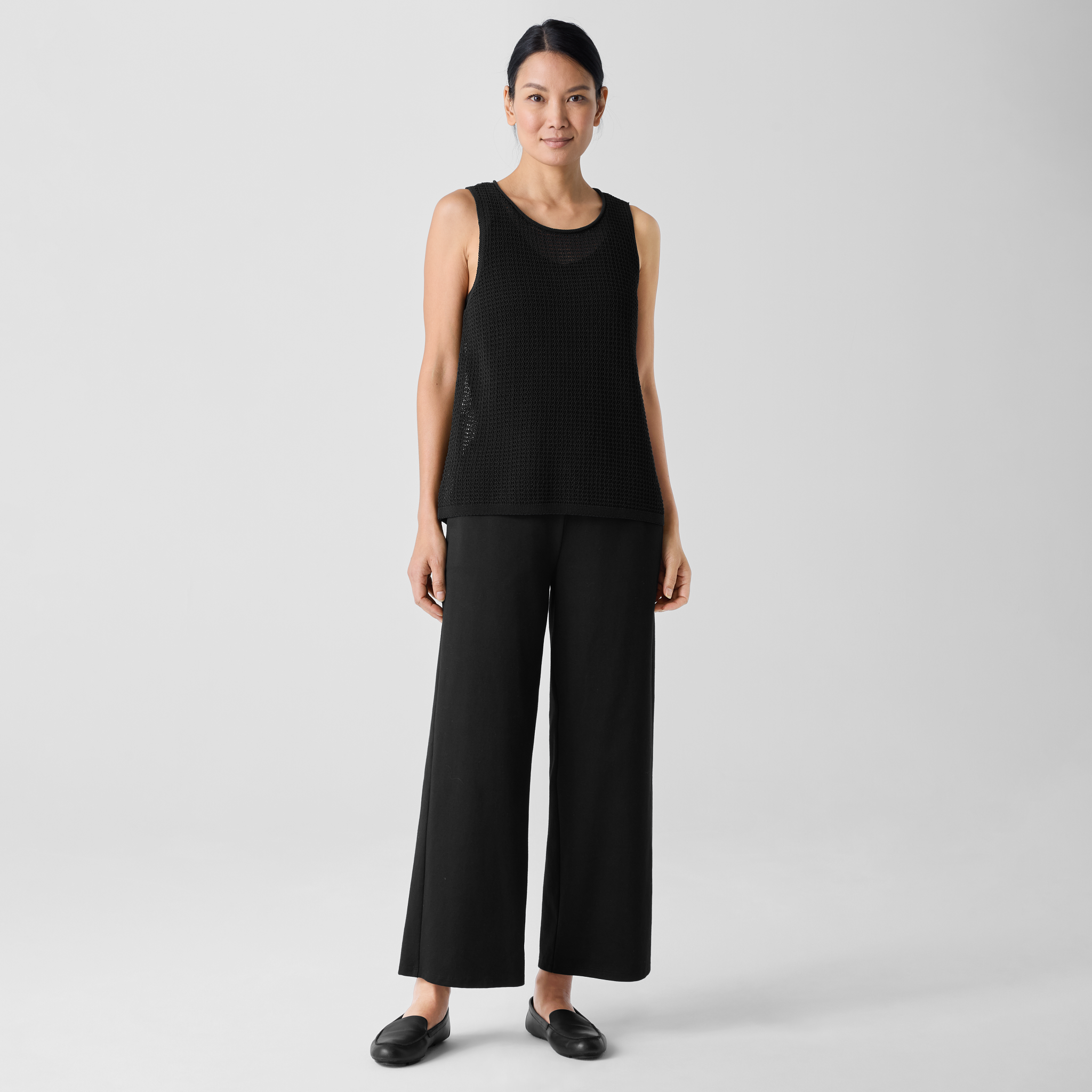 Cotton Blend Ponte Wide-Leg Pant