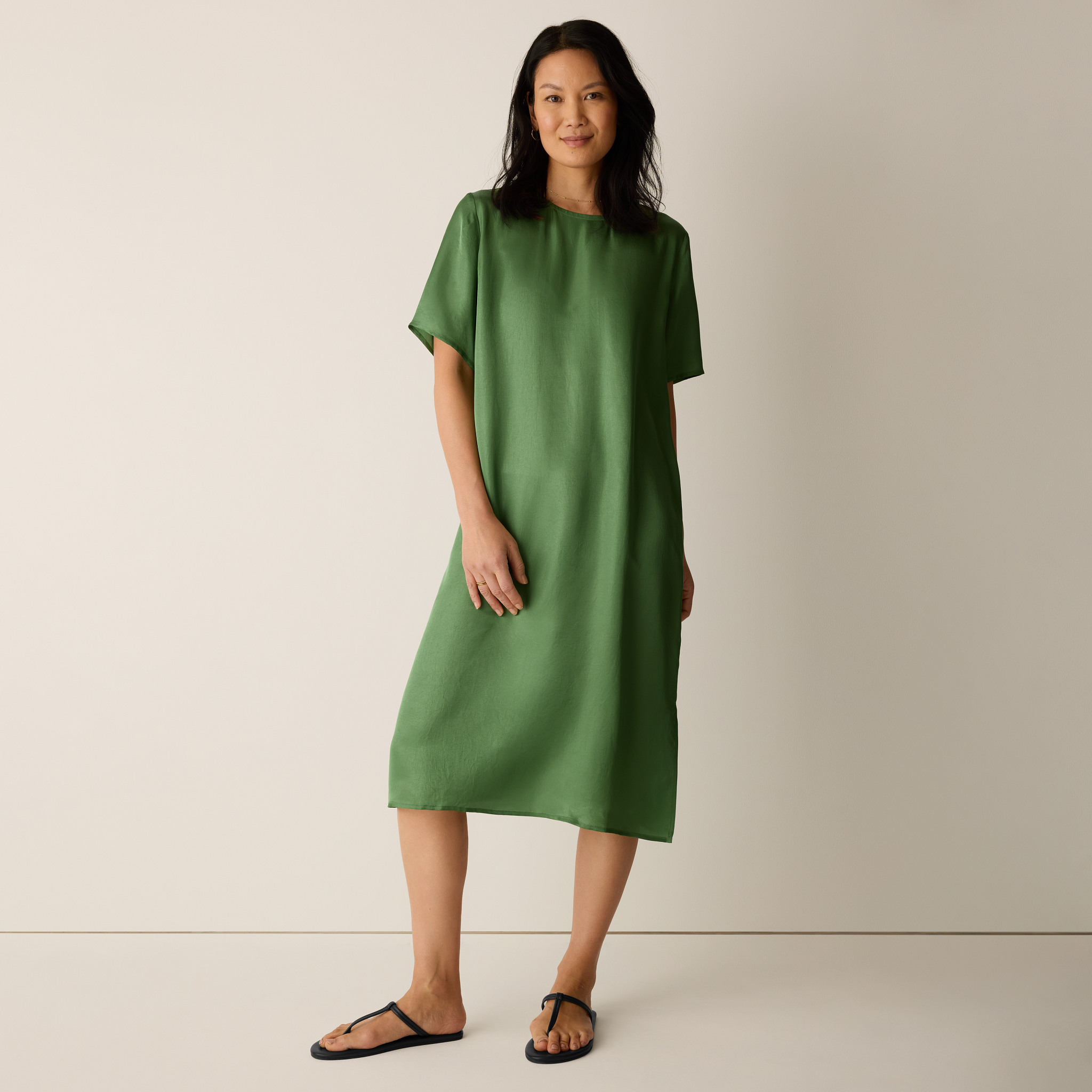 Lightweight Satin Shimmer Tee Dress from EILEEN FISHER - $288