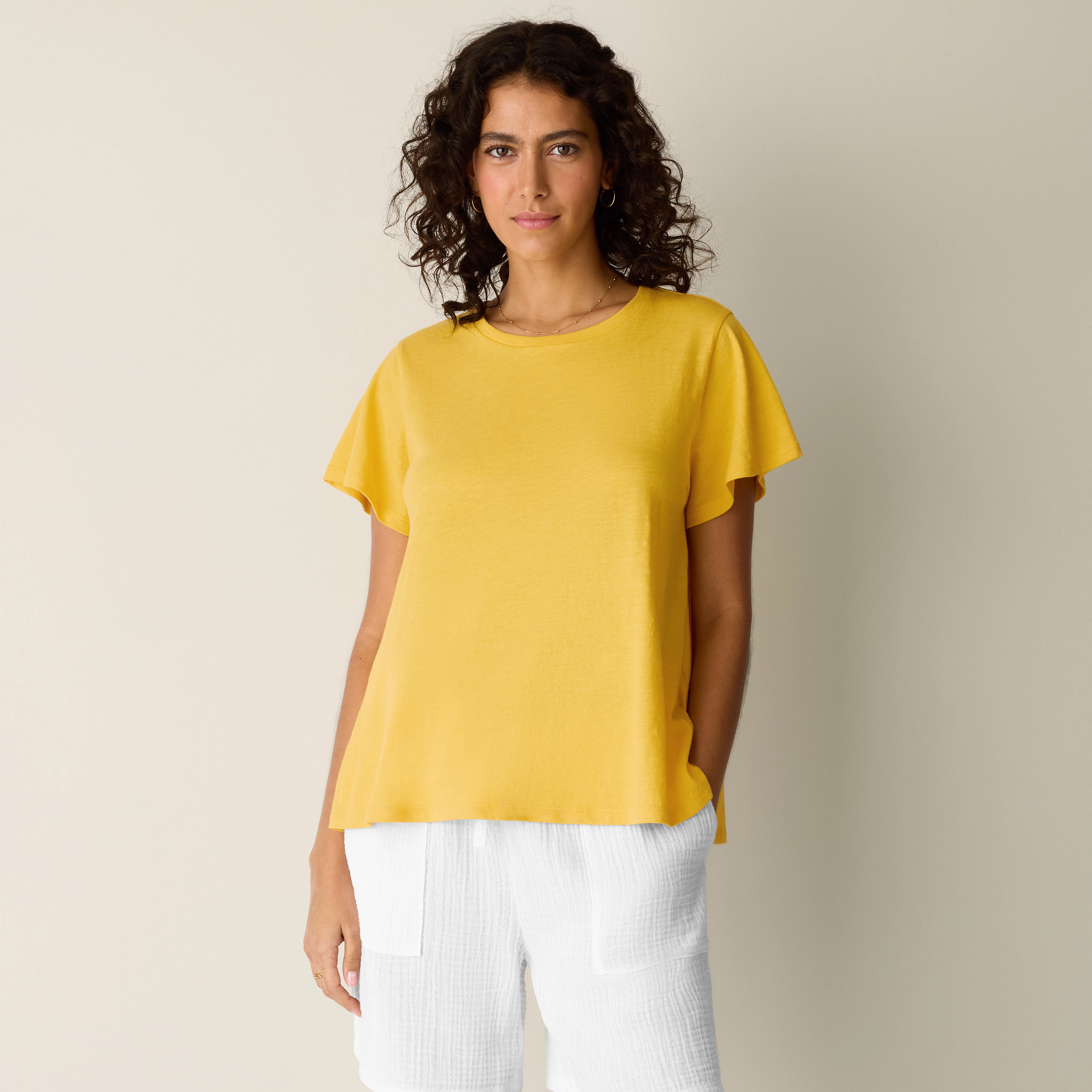 Organic Cotton Slubby Jersey Crew Neck Tee from EILEEN FISHER - $78