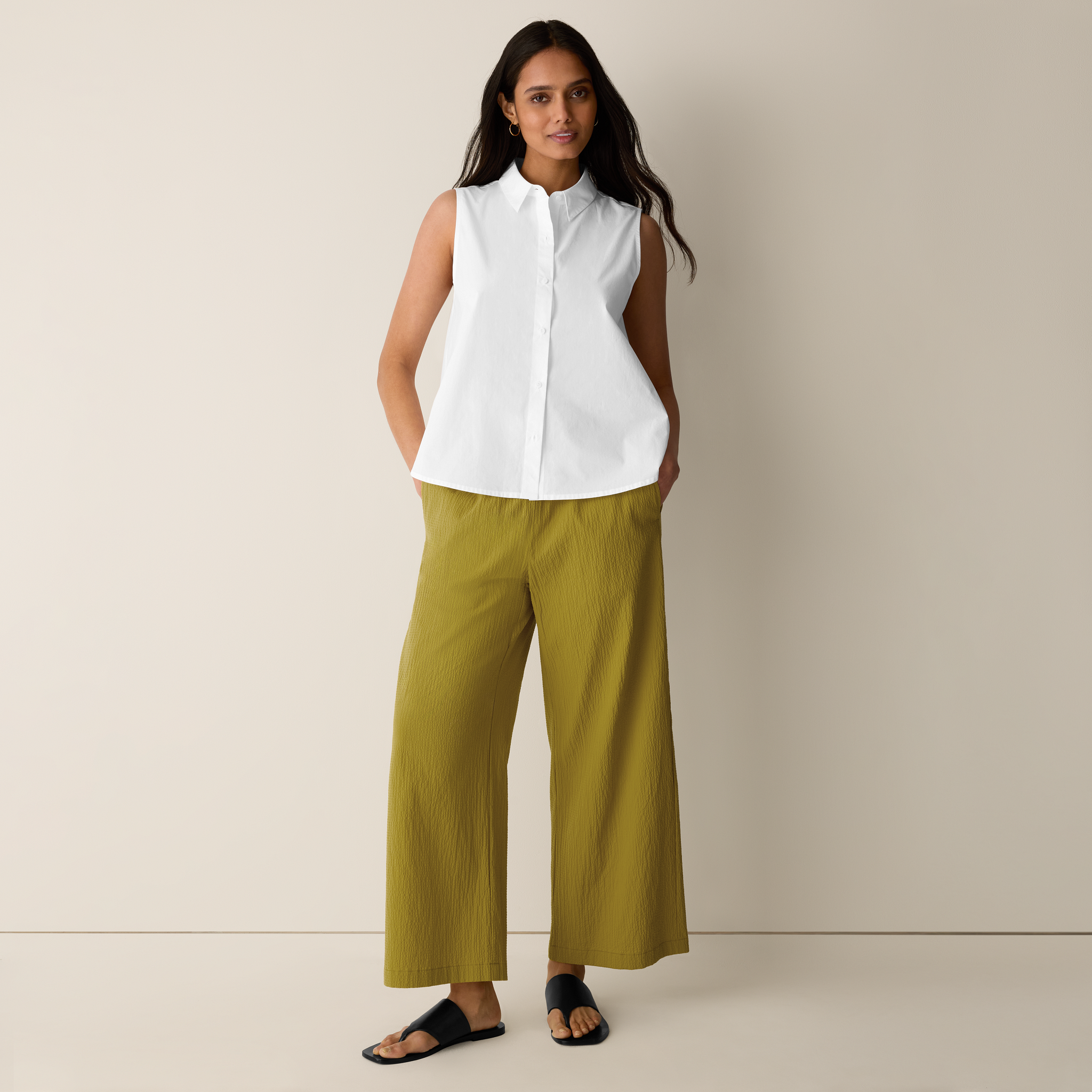 Organic Cotton Pucker Wide-Leg Pant from EILEEN FISHER - $188