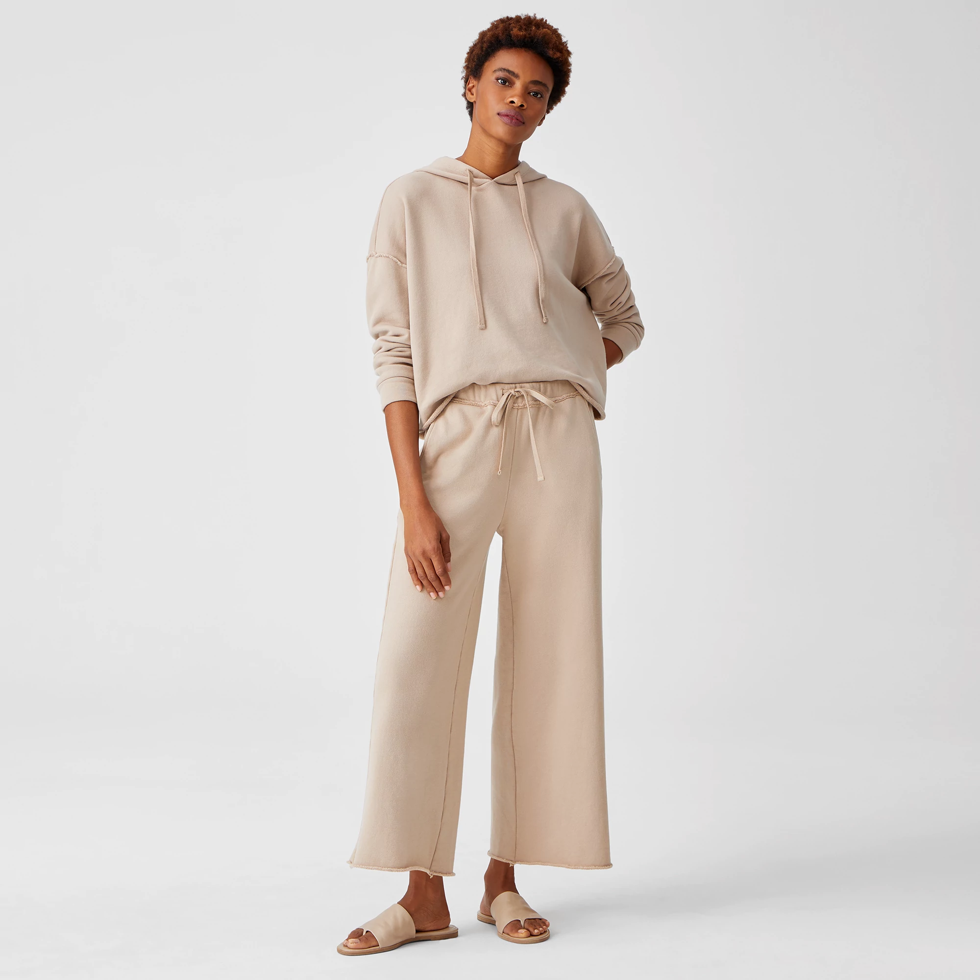 Organic Cotton French Terry Wide-Leg Pant | EILEEN FISHER