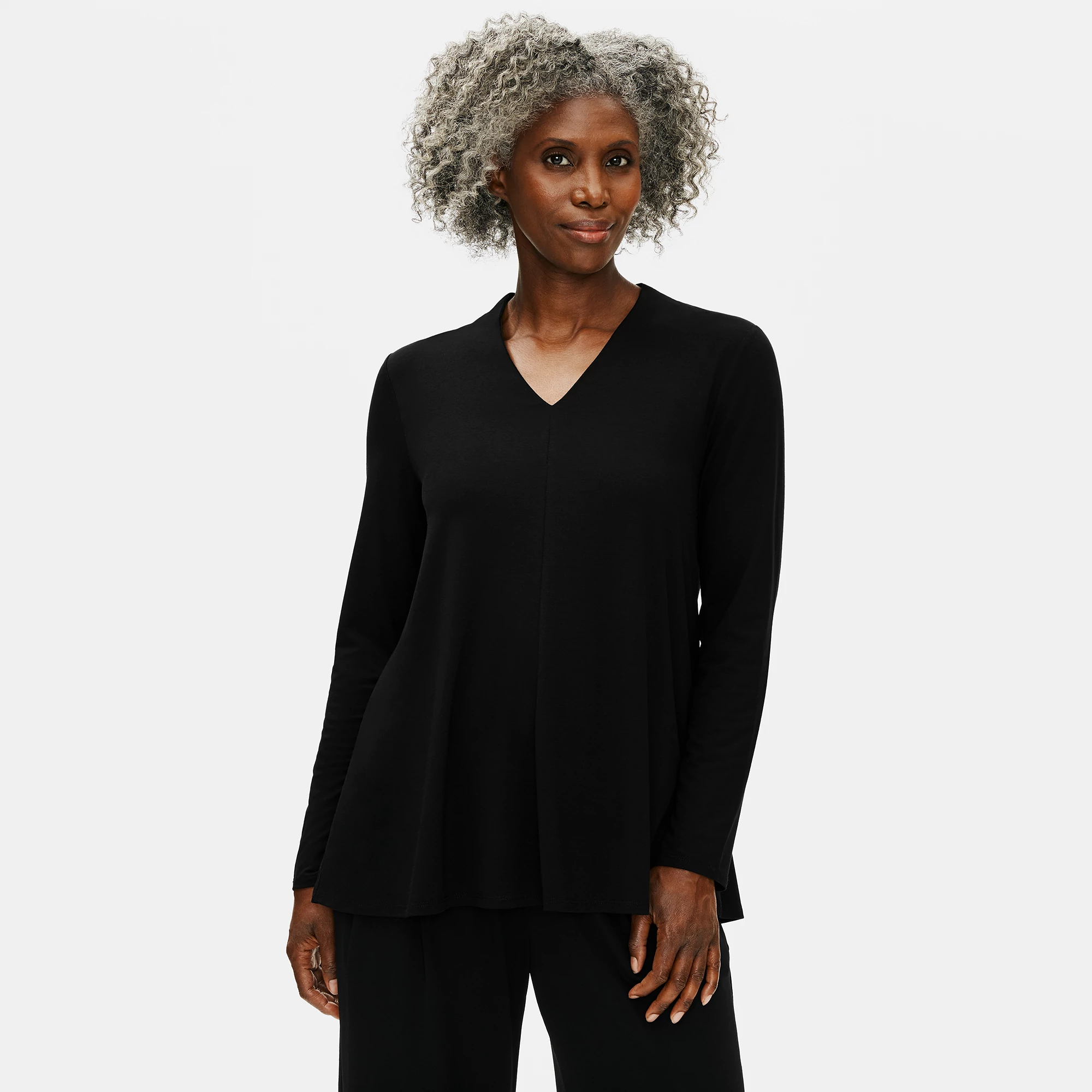 Fine Jersey V-Neck Top | EILEEN FISHER