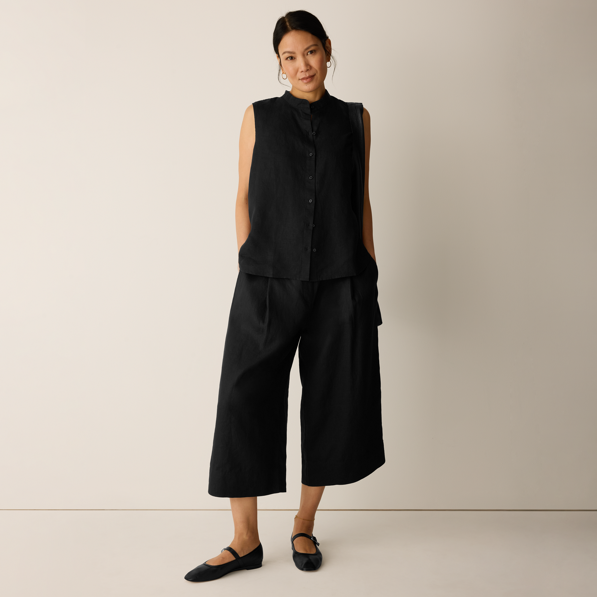 Organic Linen Pleated Culotte from EILEEN FISHER - $178