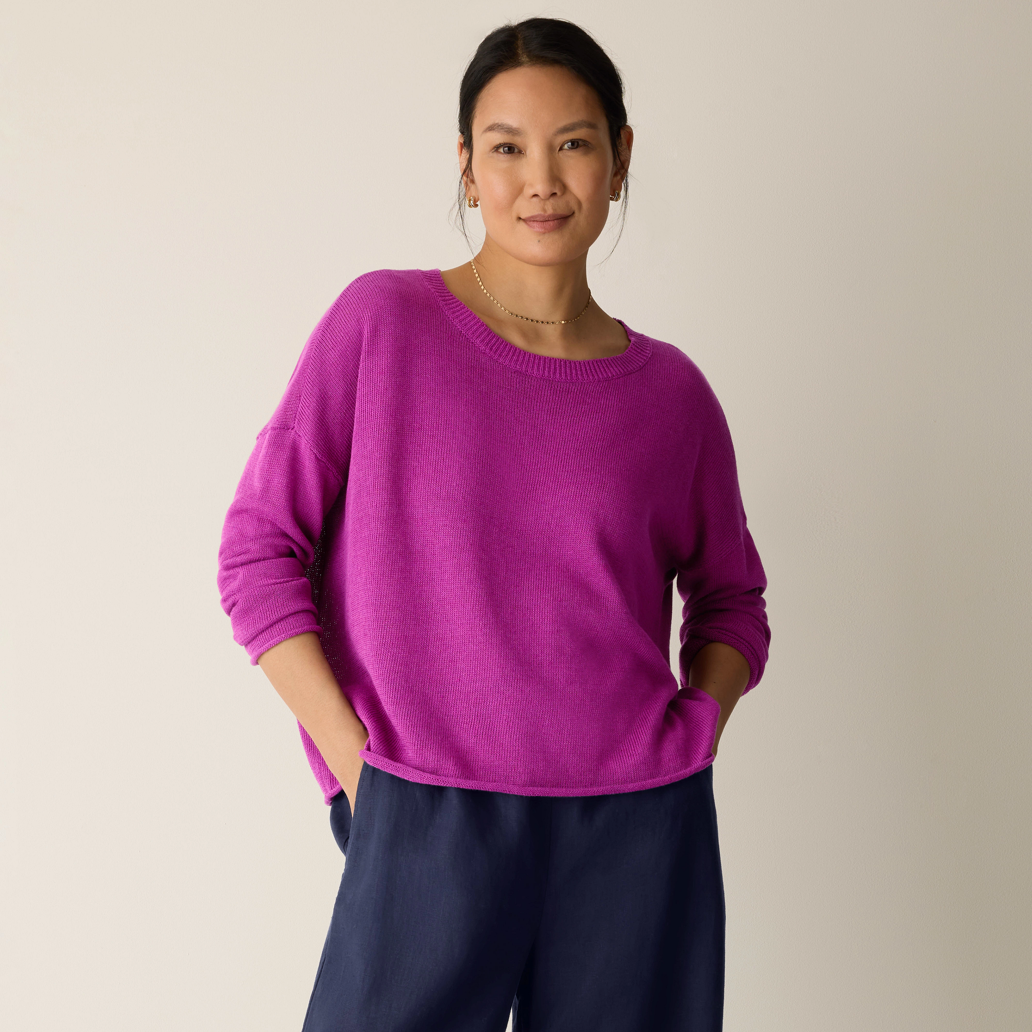 Organic Linen Cotton Crew Neck Top from EILEEN FISHER - $228