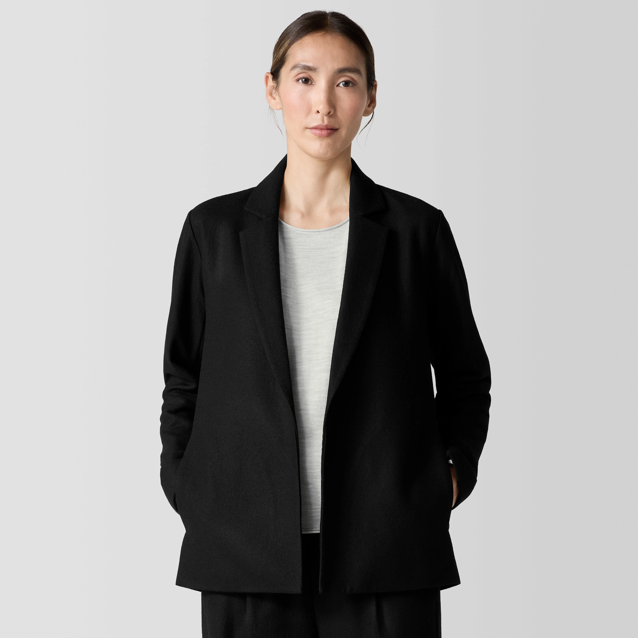 Felted Wool Jersey Blazer in Regenerative Wool | EILEEN FISHER