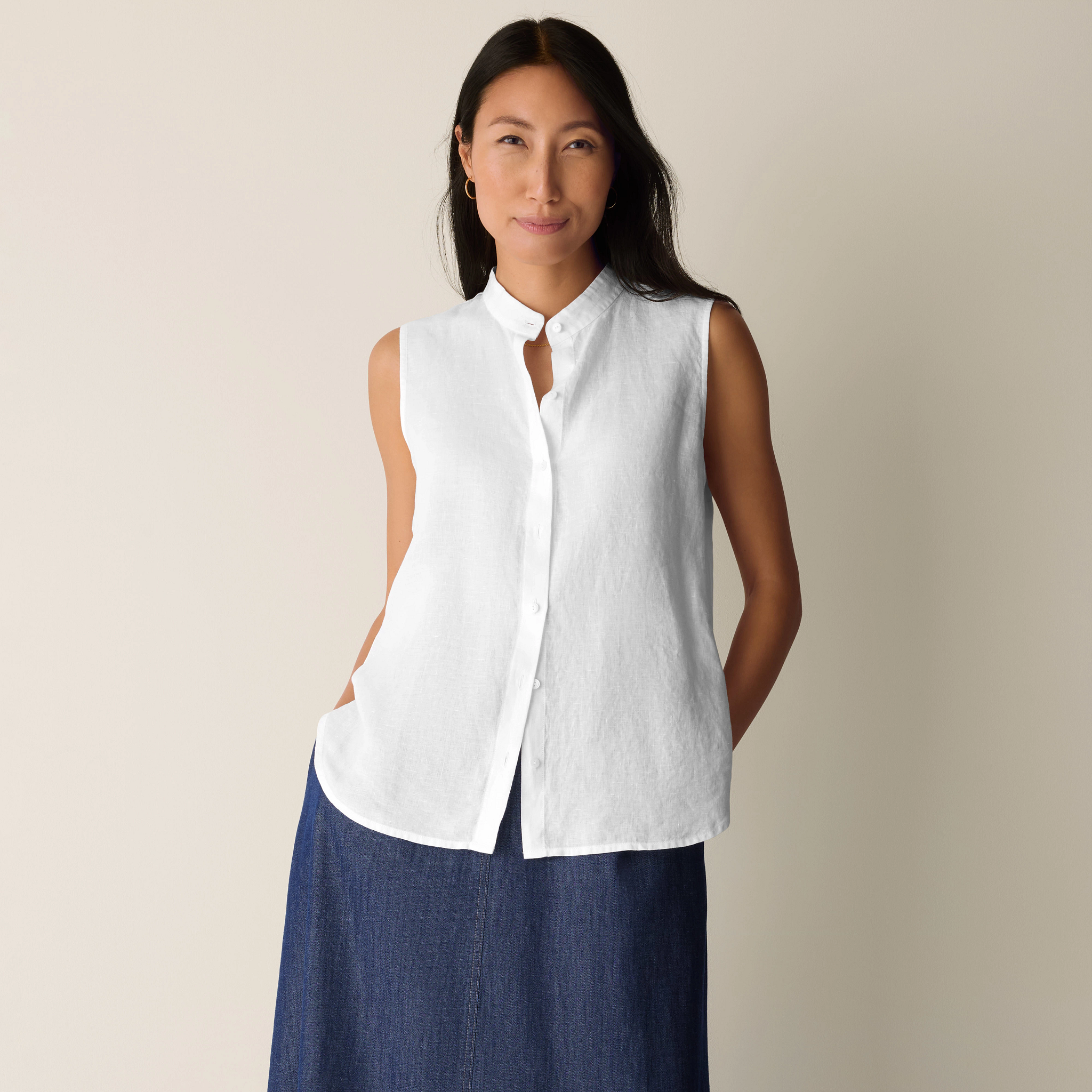 Organic Handkerchief Linen Sleeveless Shirt from EILEEN FISHER - $148