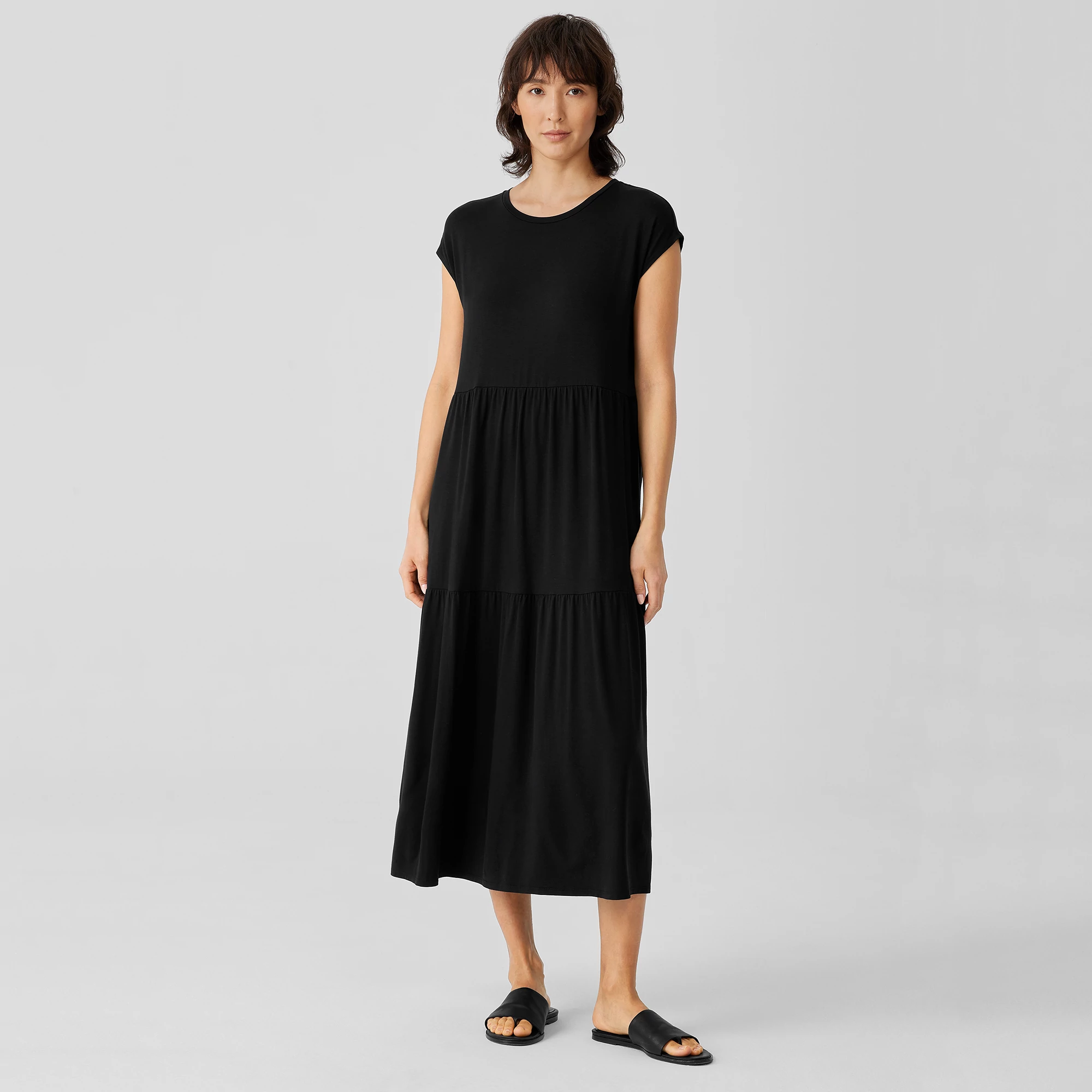 Fine Jersey Tiered Dress EILEEN FISHER