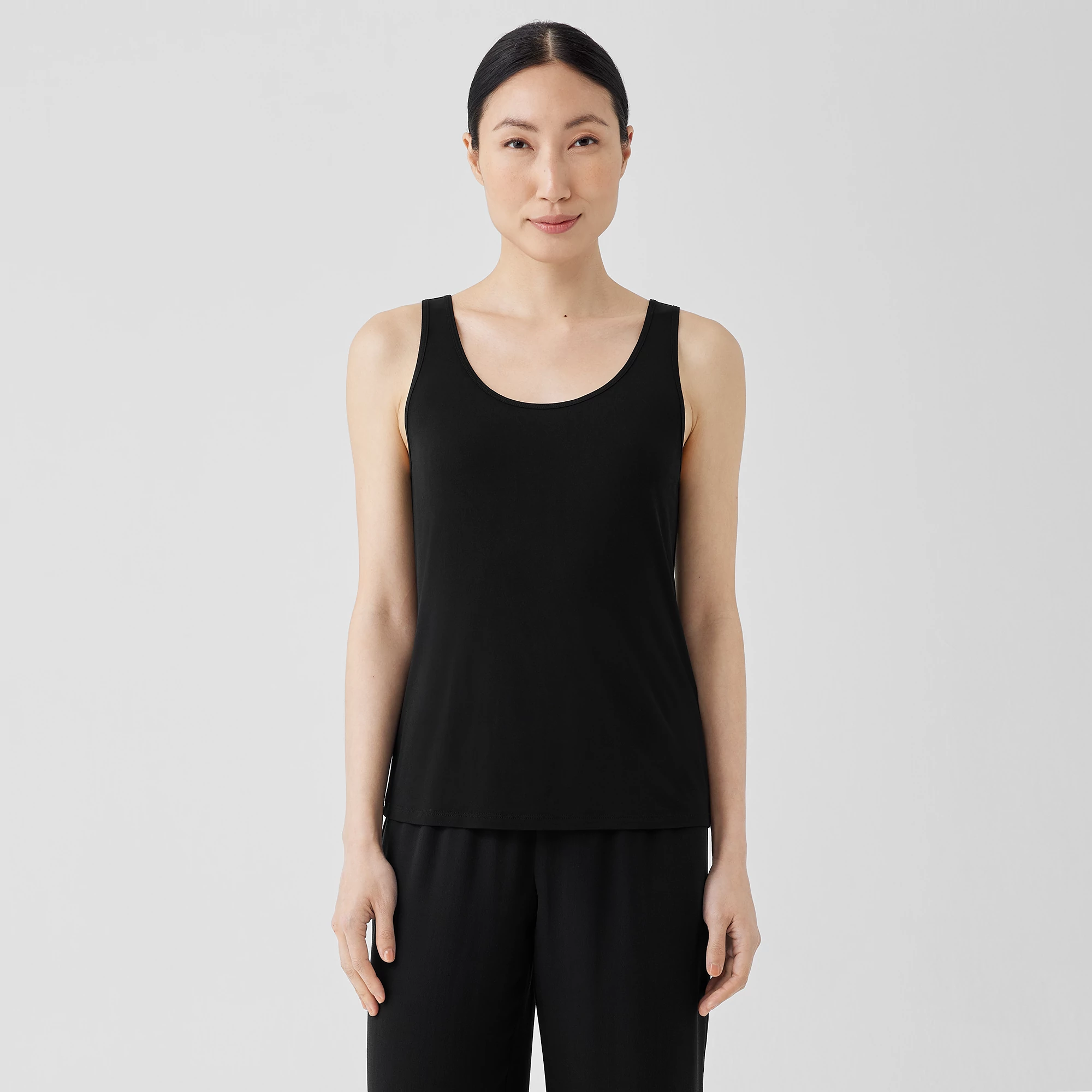 Stretch Silk Jersey Scoop Neck Tank