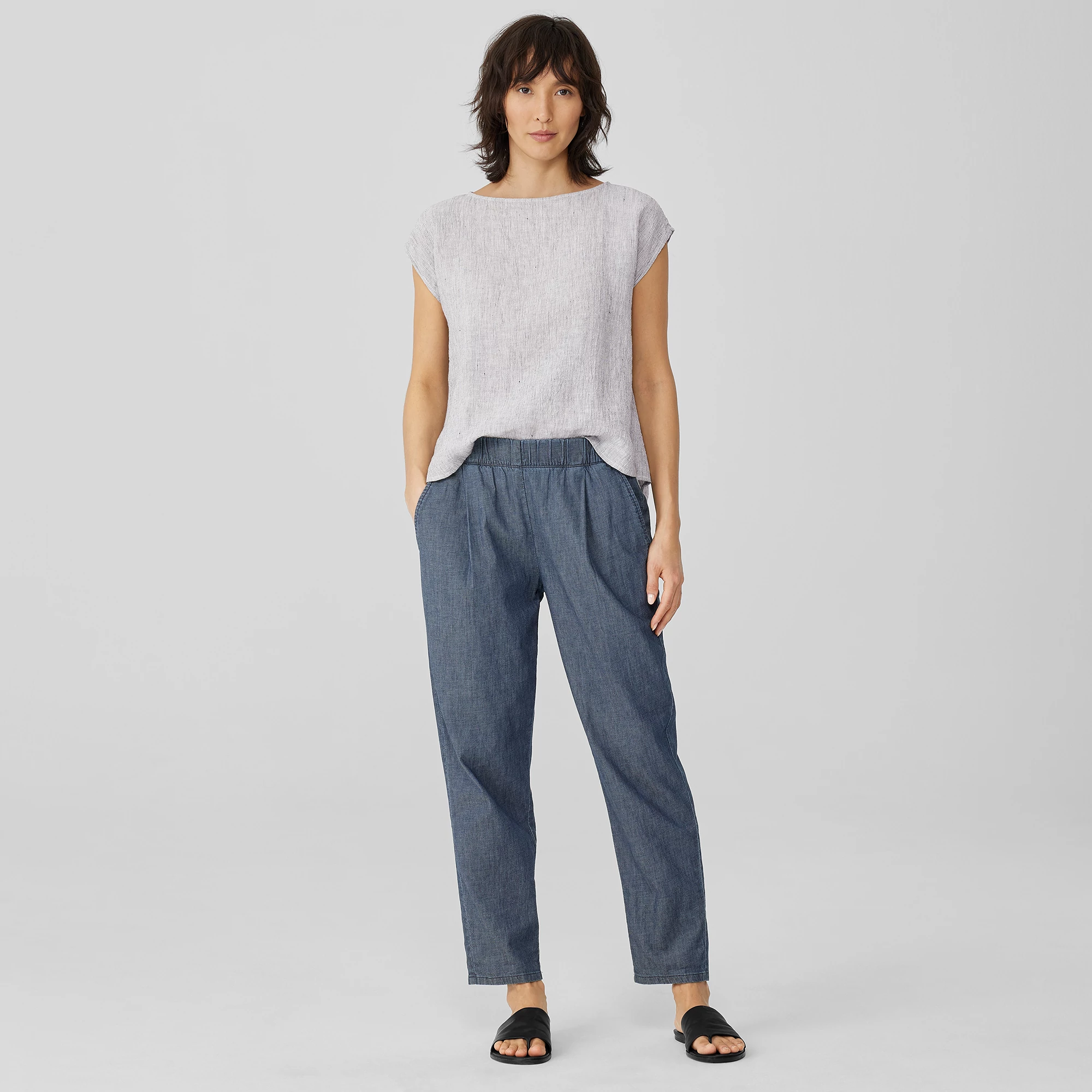 Airy Organic Cotton Twill Tapered Pant | EILEEN FISHER