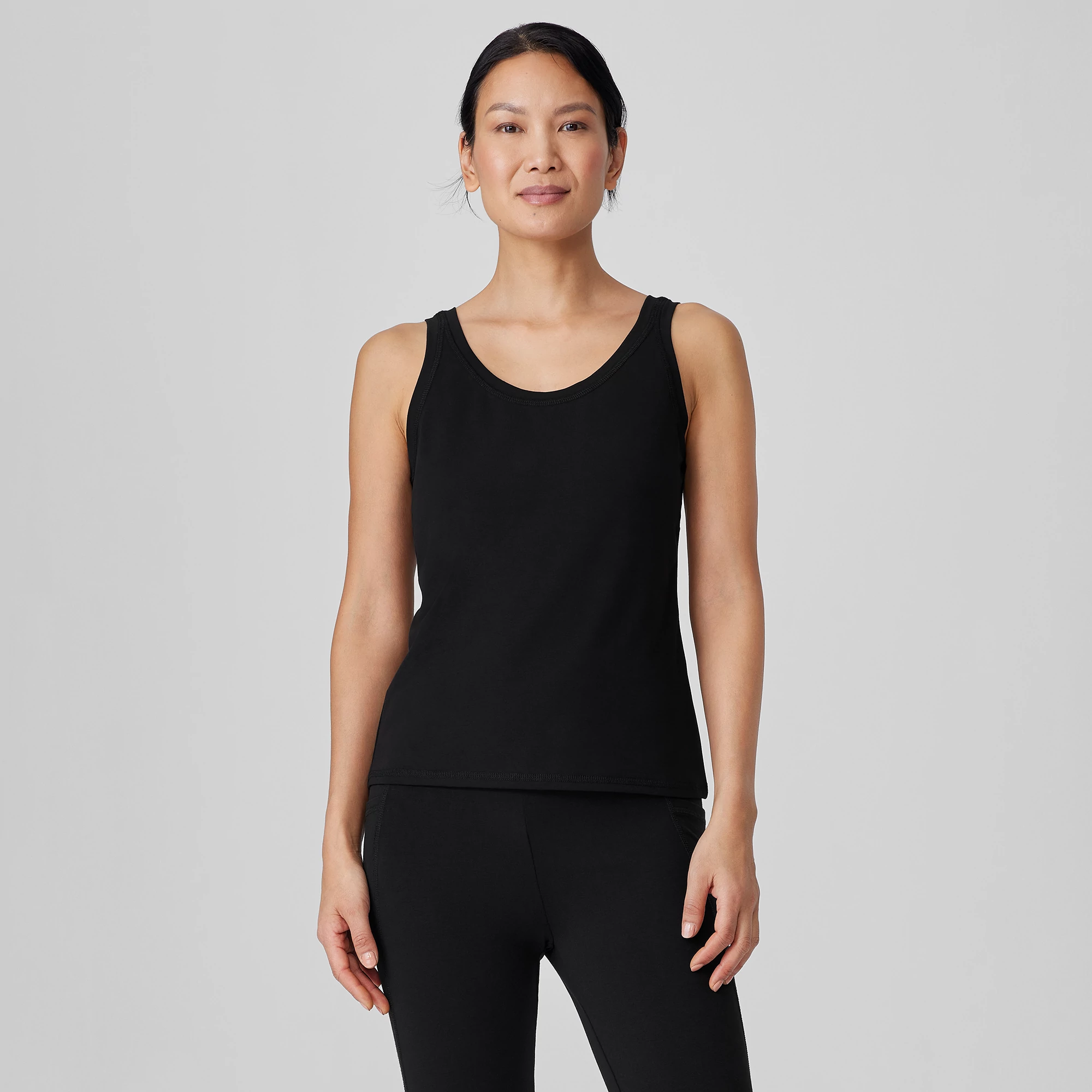 Pima Cotton Stretch Jersey Scoop Neck Tank | EILEEN FISHER