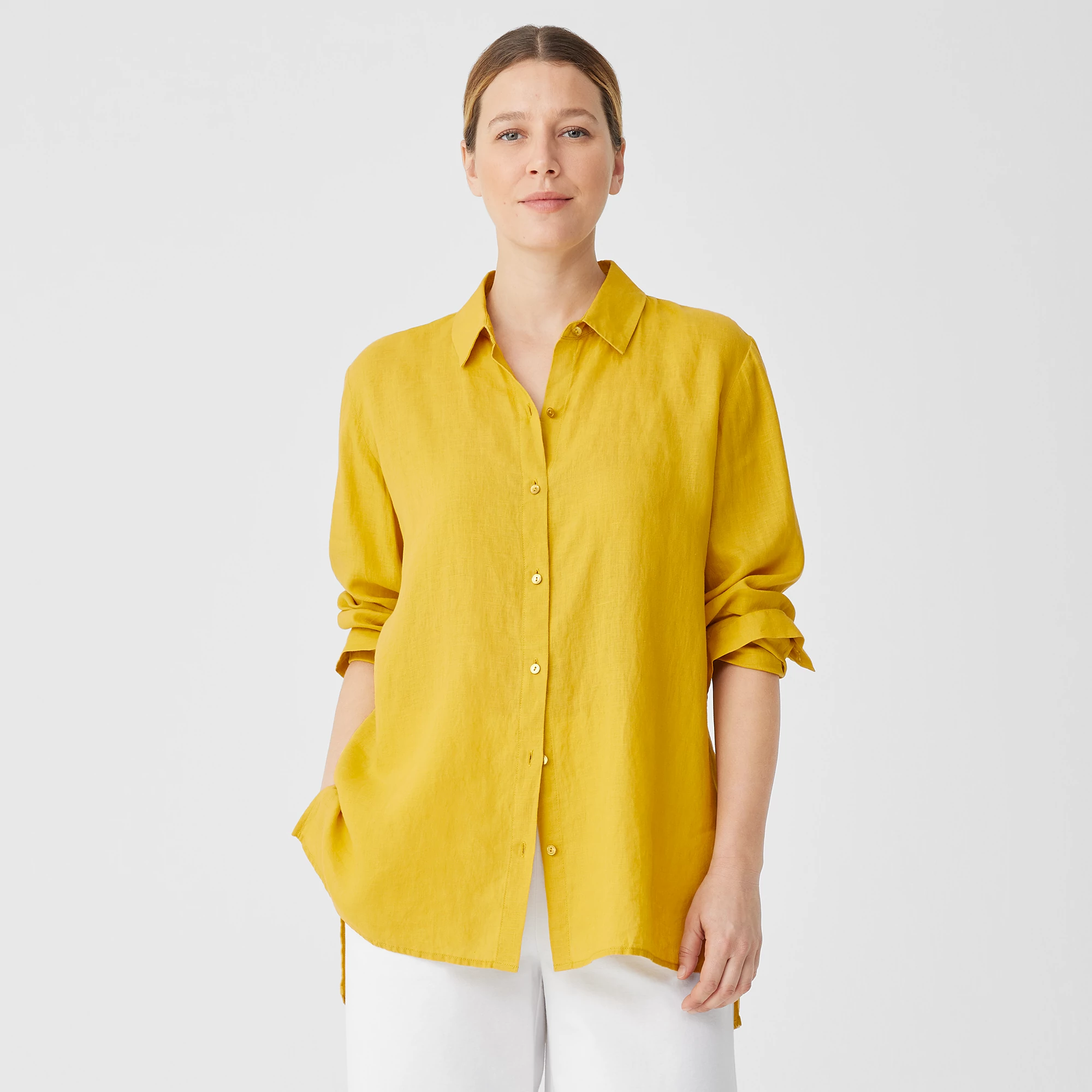 Eileen Yellow Cotton Poplin Shirt – Riada Concept