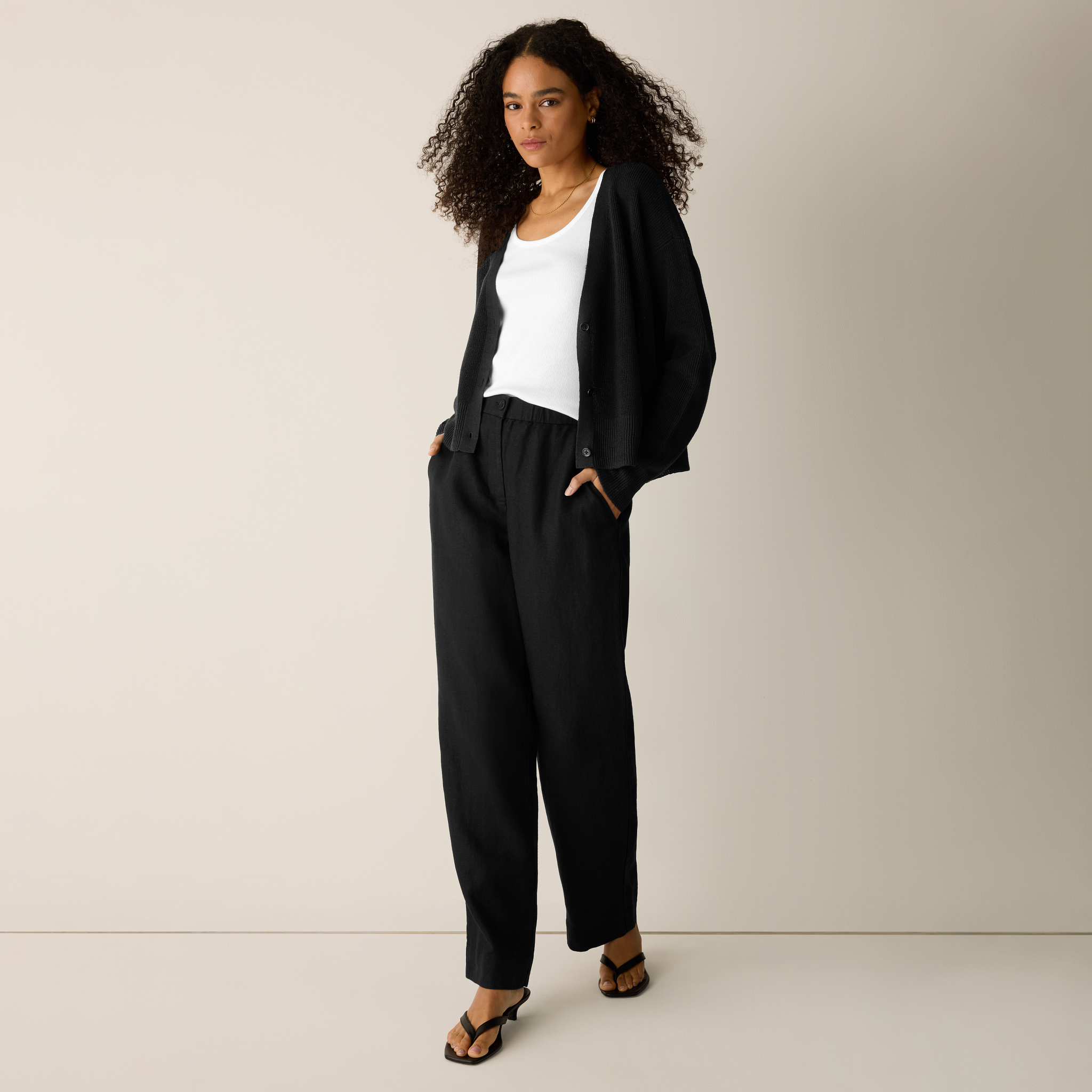 Heavy Organic Linen Full-Length Straight Trouser