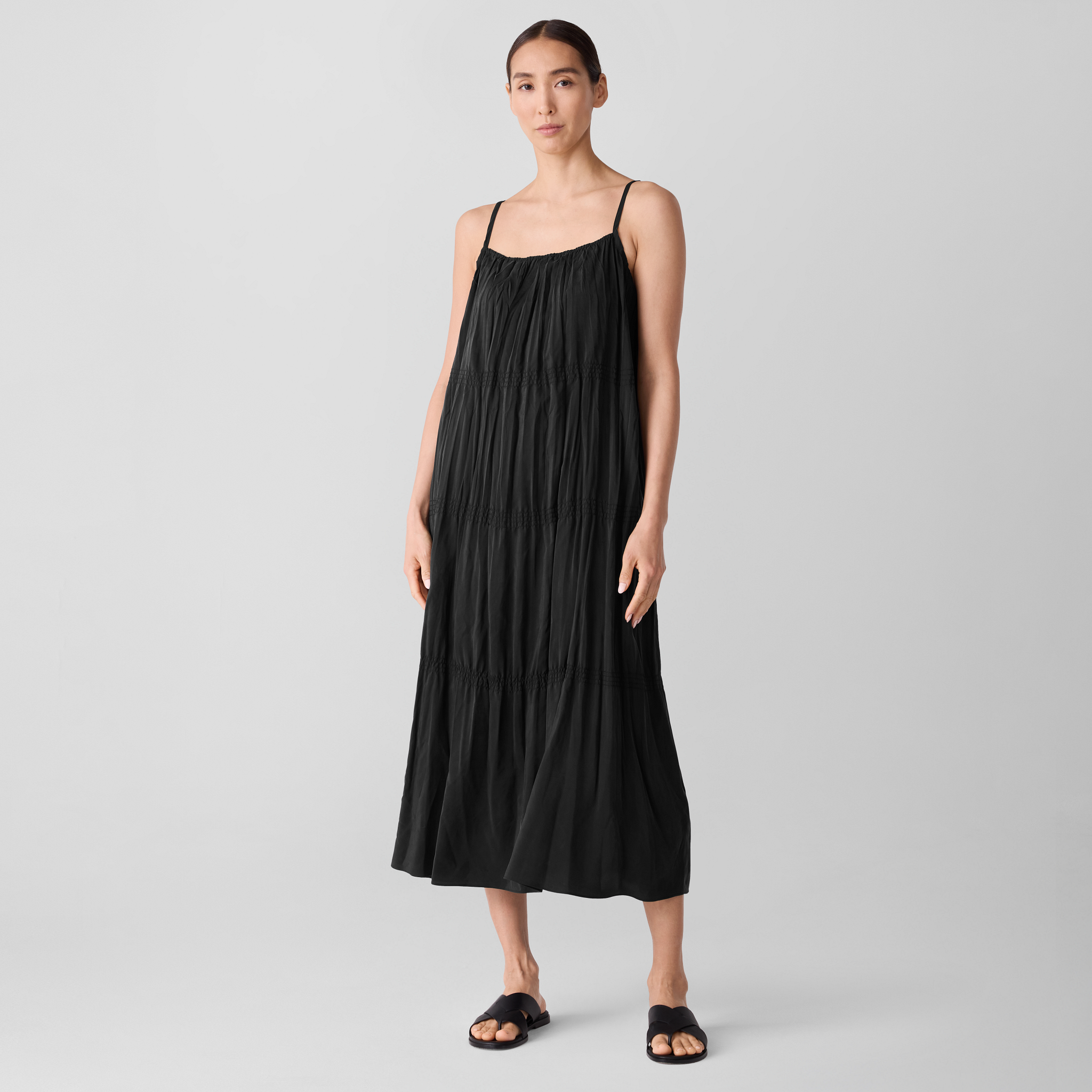 Washed Silk Smocked Cami Dress