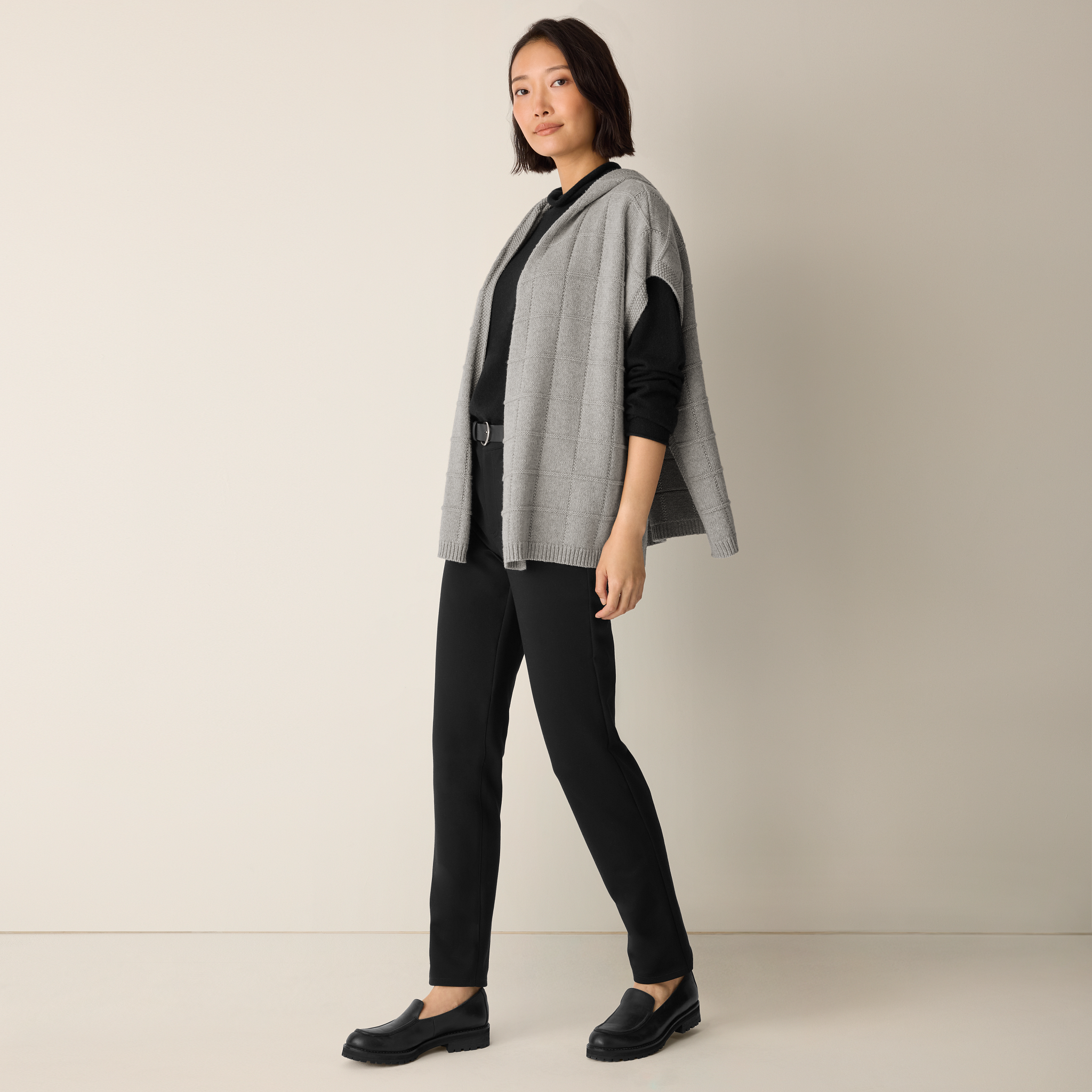 Cotton and Recycled Cashmere Hooded Poncho