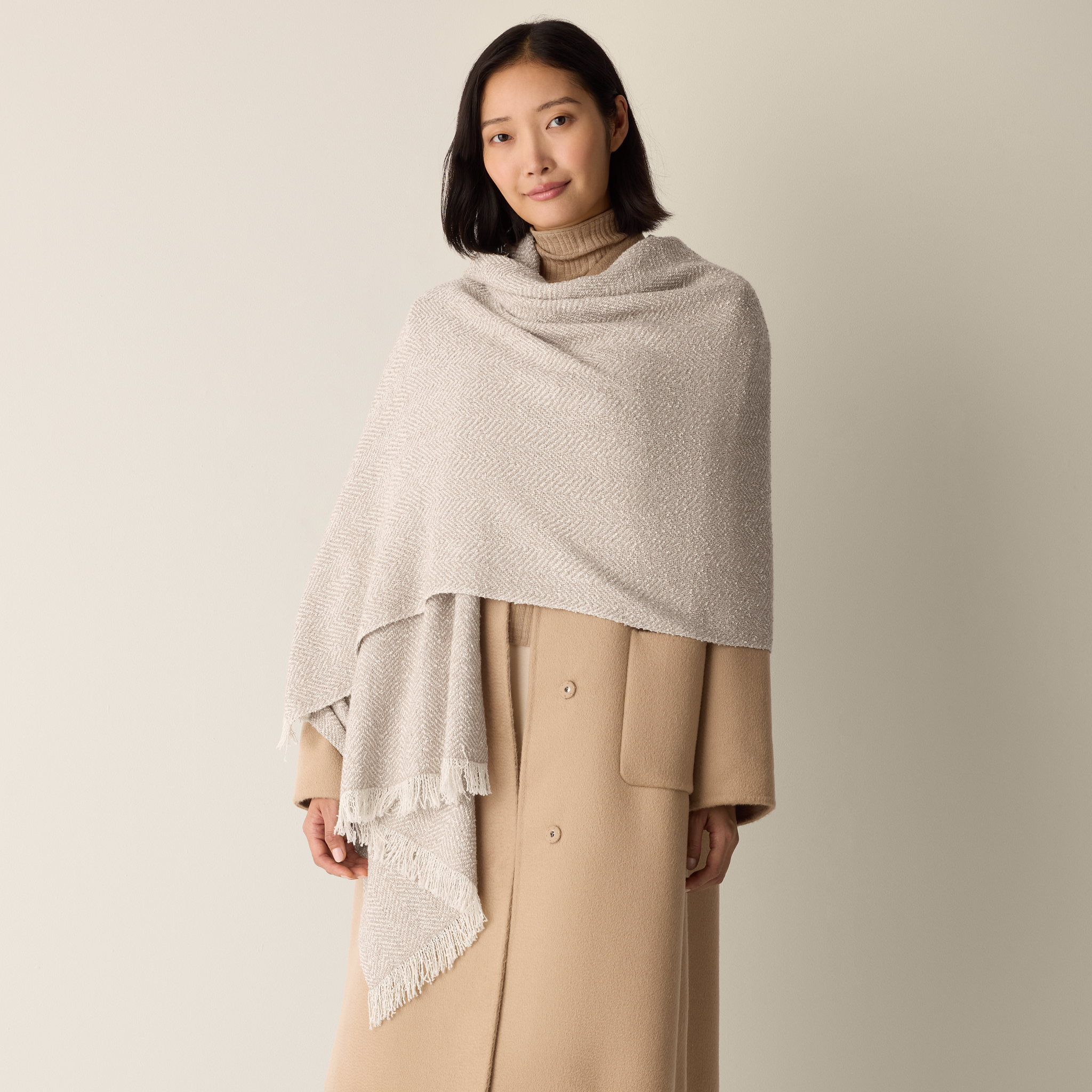 Handloomed Organic Cotton Herringbone Scarf from EILEEN FISHER - $119.20