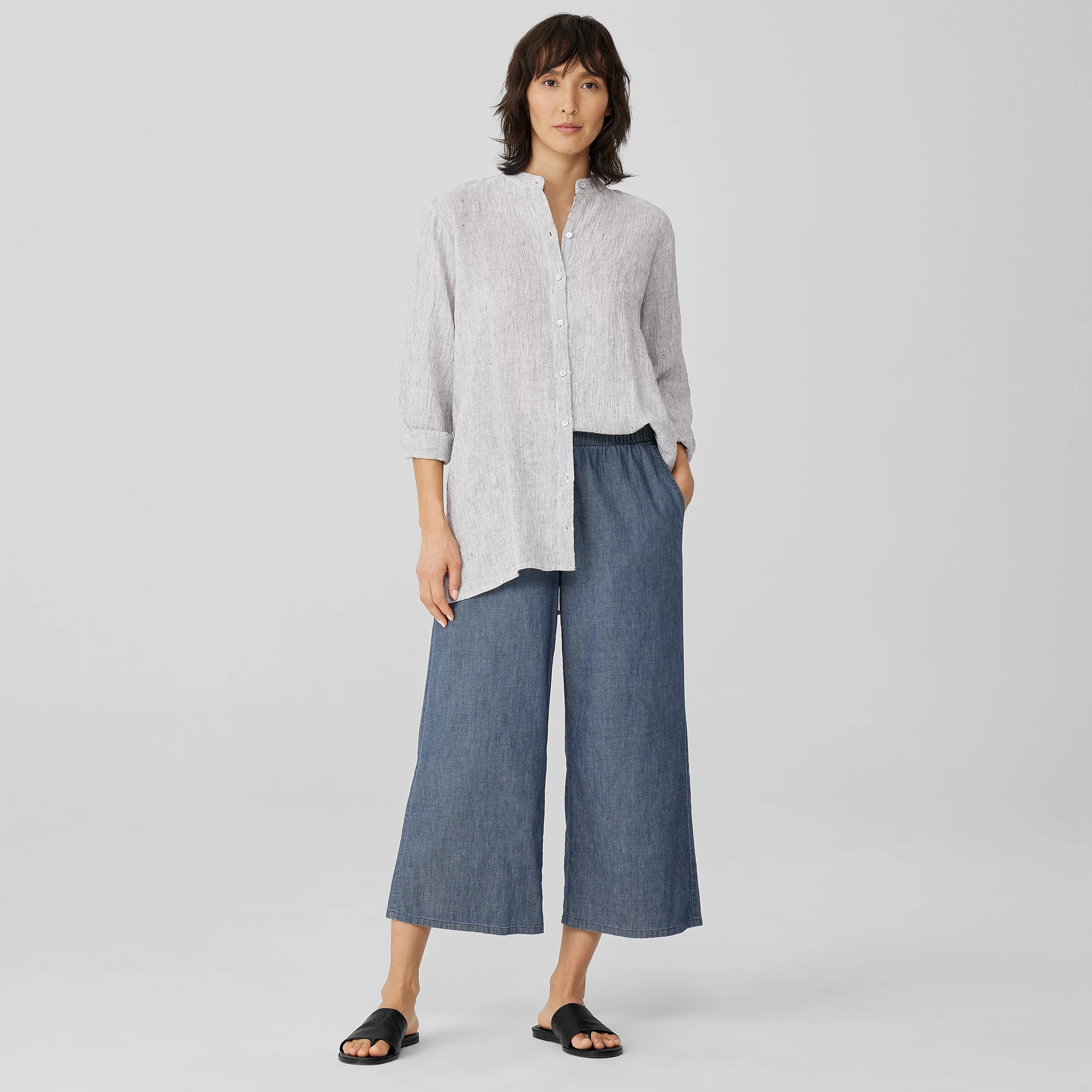 Airy Organic Cotton Twill Wide-Leg Pant 