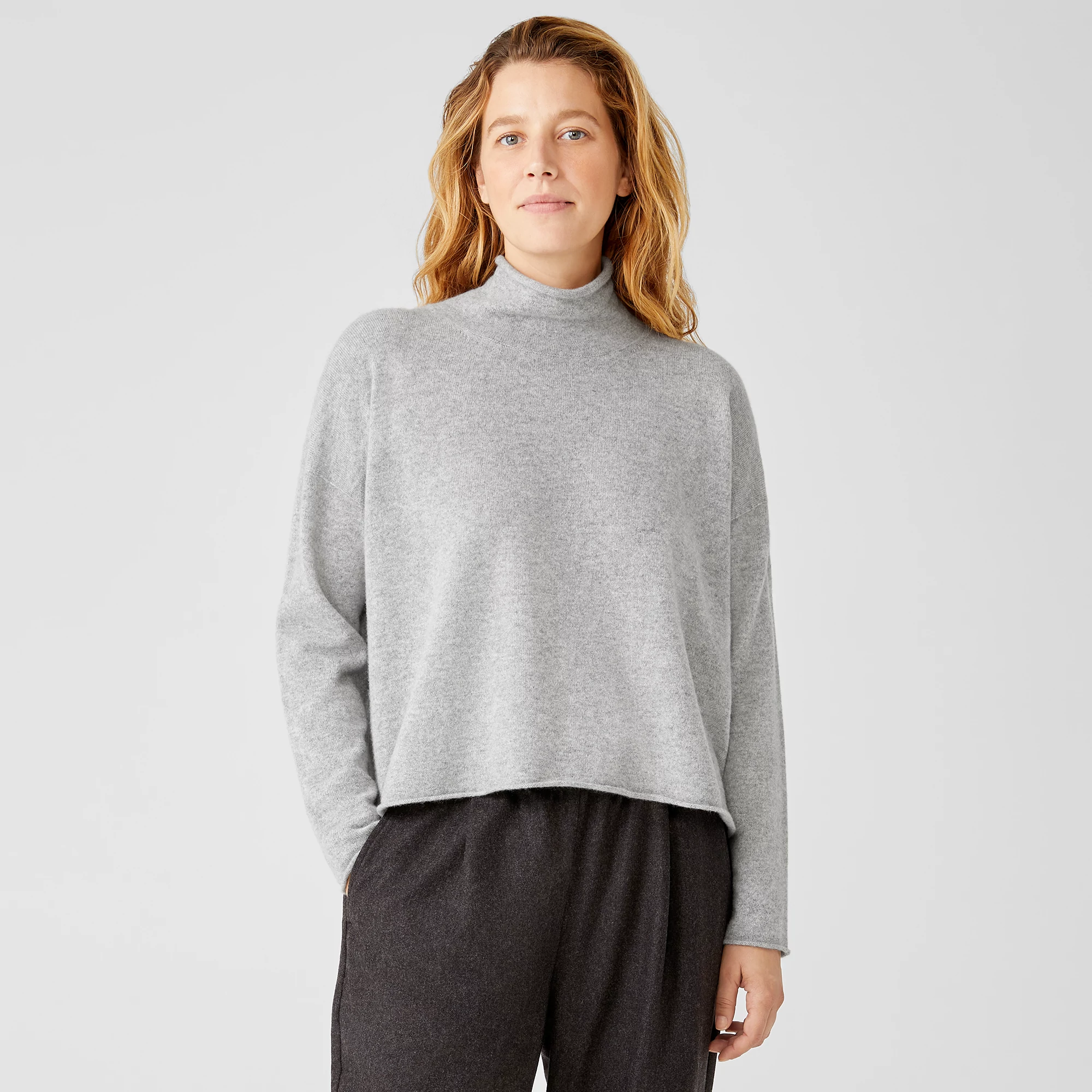 ニット/セーター Drawer - SHE Tokyo Alma Fur Cashmere chacoal Cashmere Cuffed Off Shoulder L/S | Black – Enza Costa