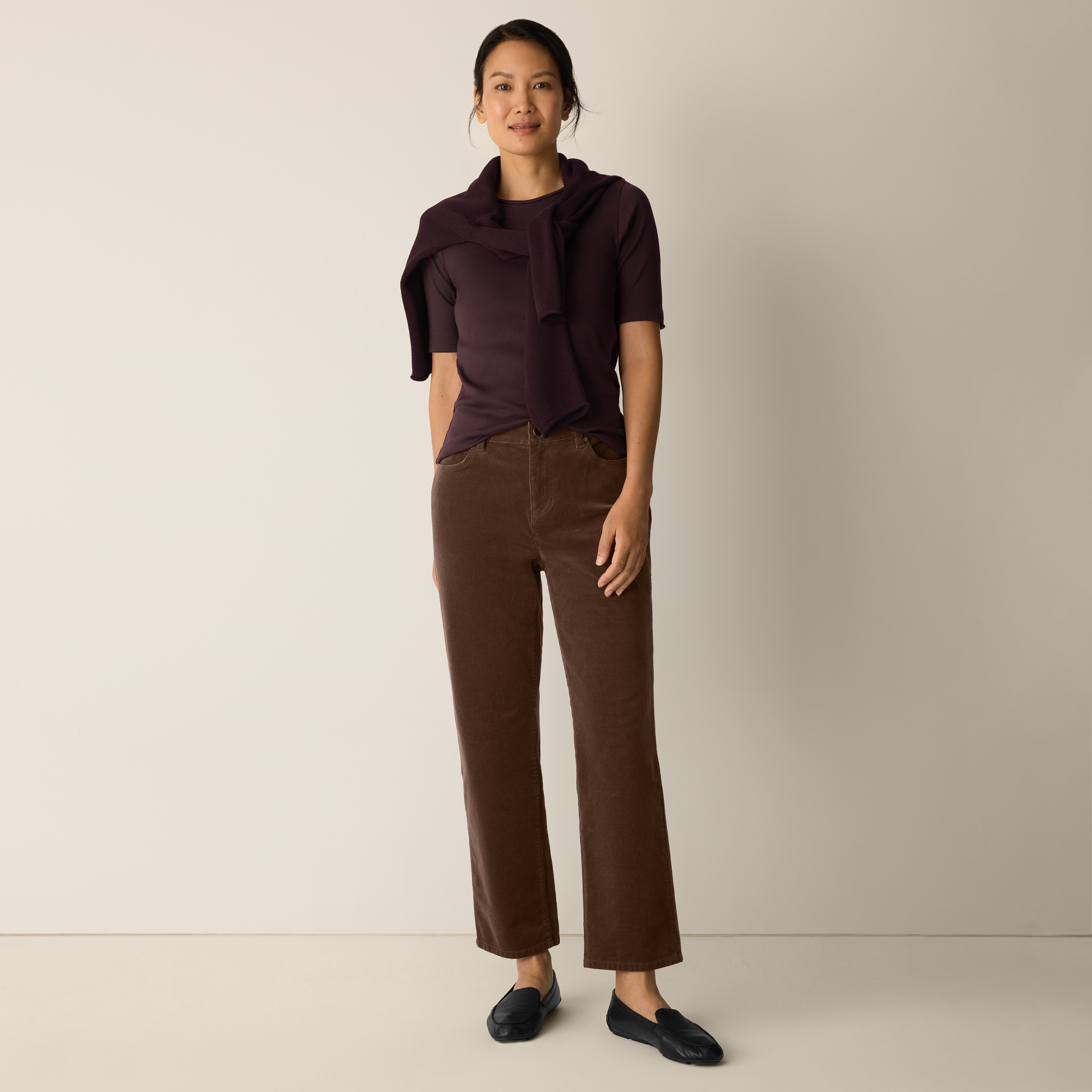 Organic Cotton Stretch Corduroy Straight Pant | EILEEN FISHER