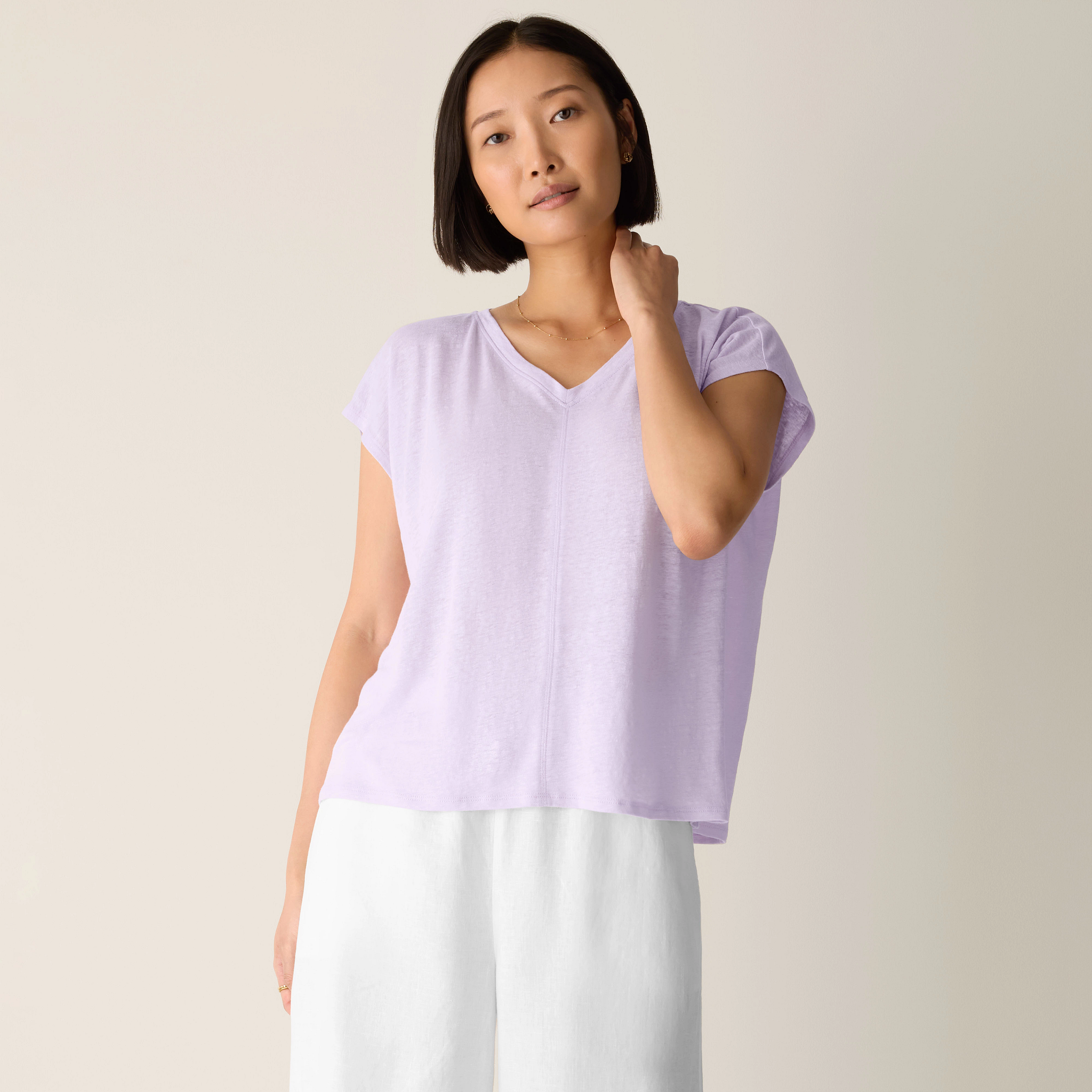 Organic Linen Jersey V-Neck Tee from EILEEN FISHER - $128
