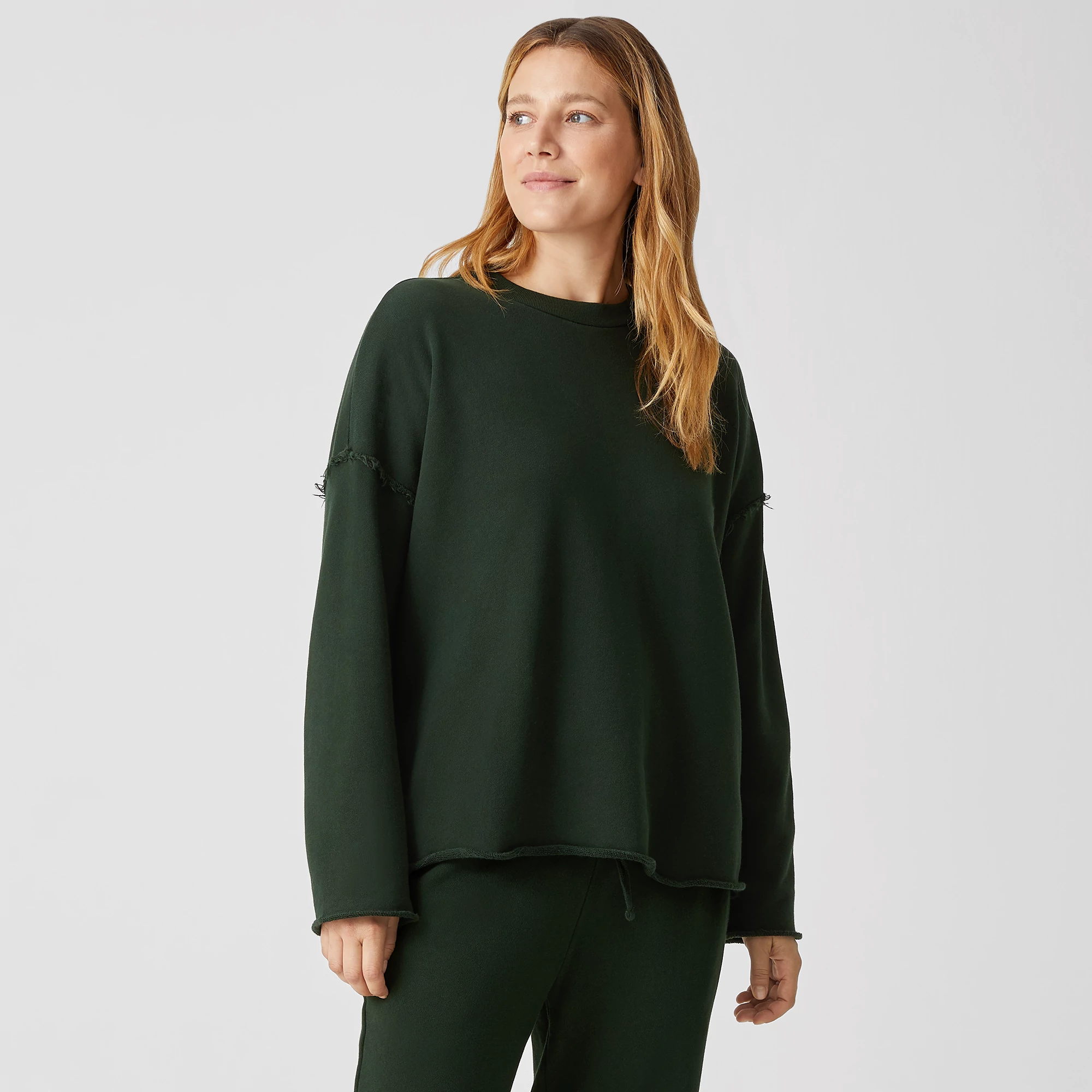 Organic Cotton French Terry BoxTop EILEEN FISHER