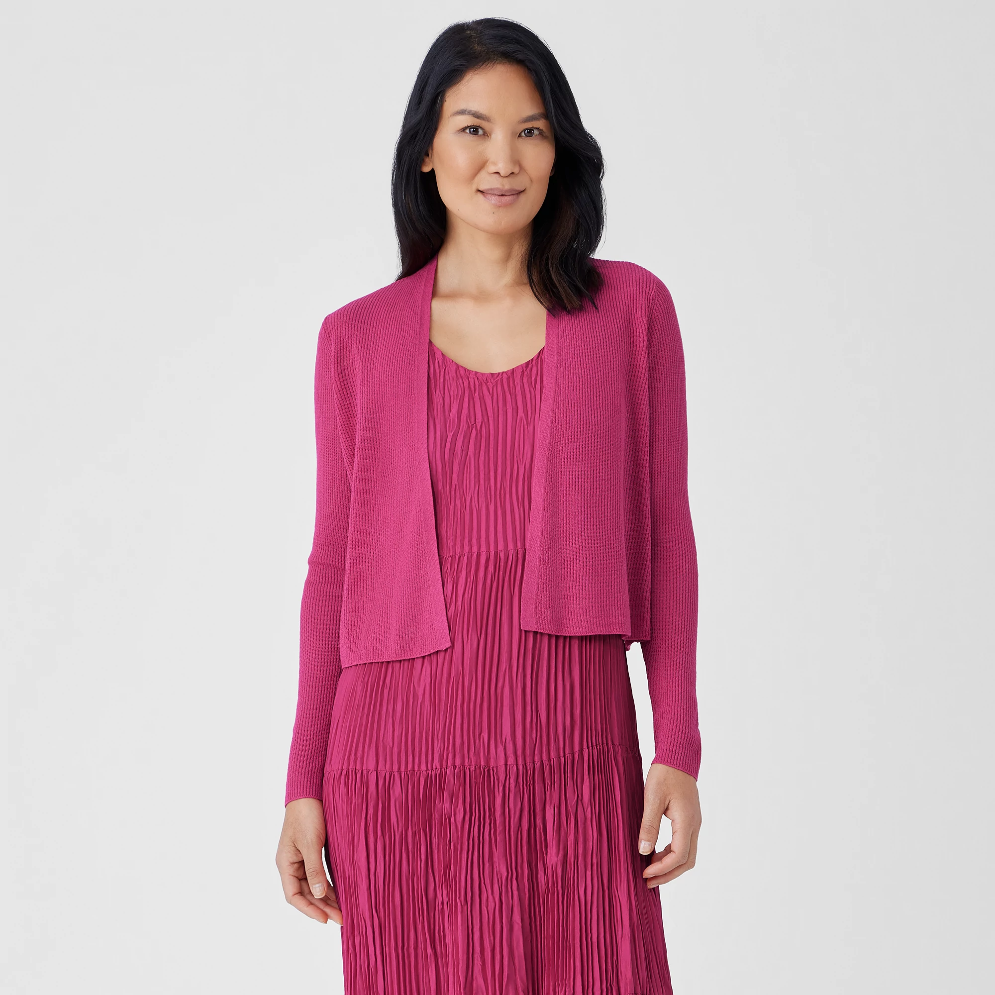 Organic Linen Cotton Airy Tuck Cropped Cardigan