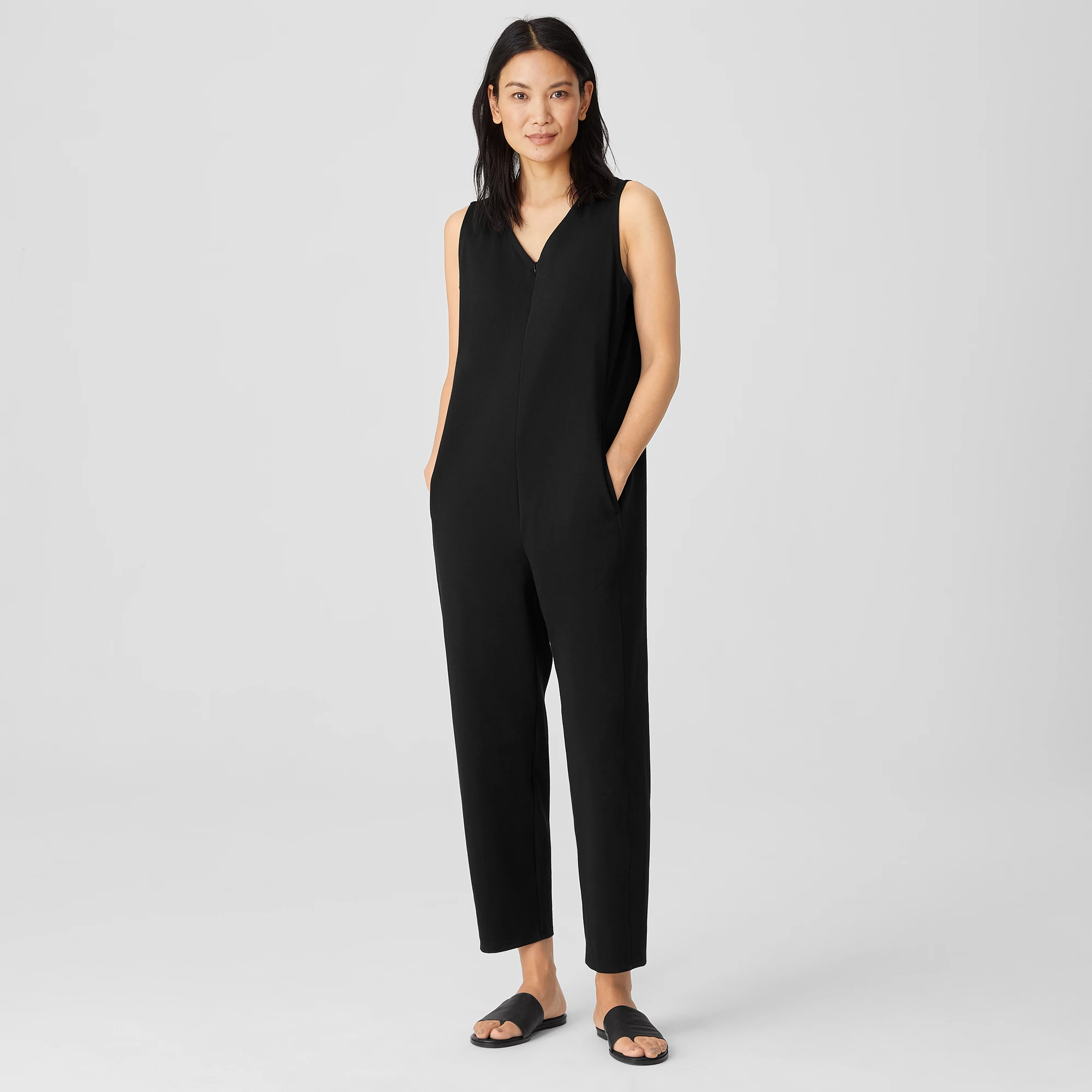 Eileen Fisher Linen Jumpsuit Black Delave | www.5oceanos.com