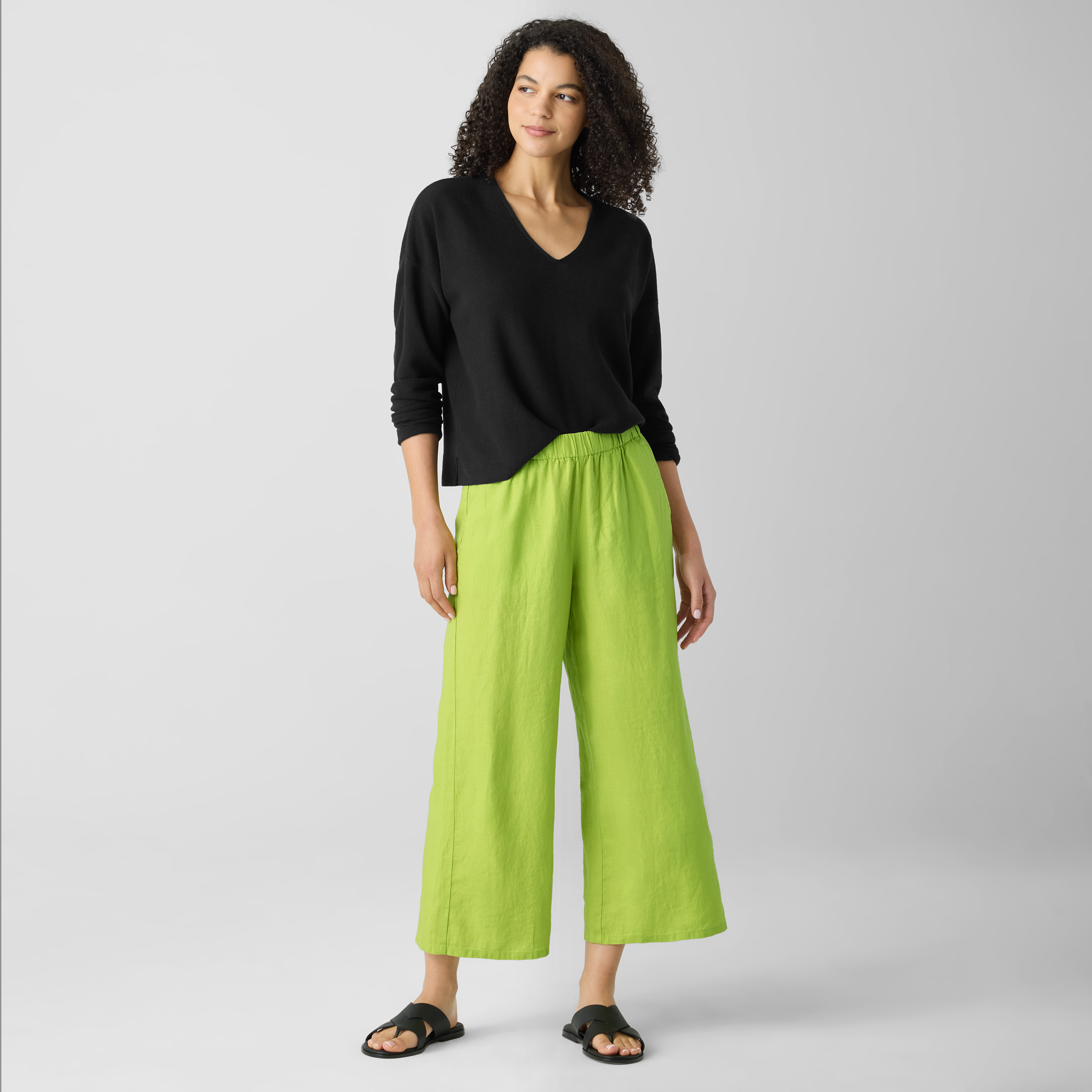 Eileen Fisher Women's Puckered Organic Linen Wide-Leg Pant main image 0