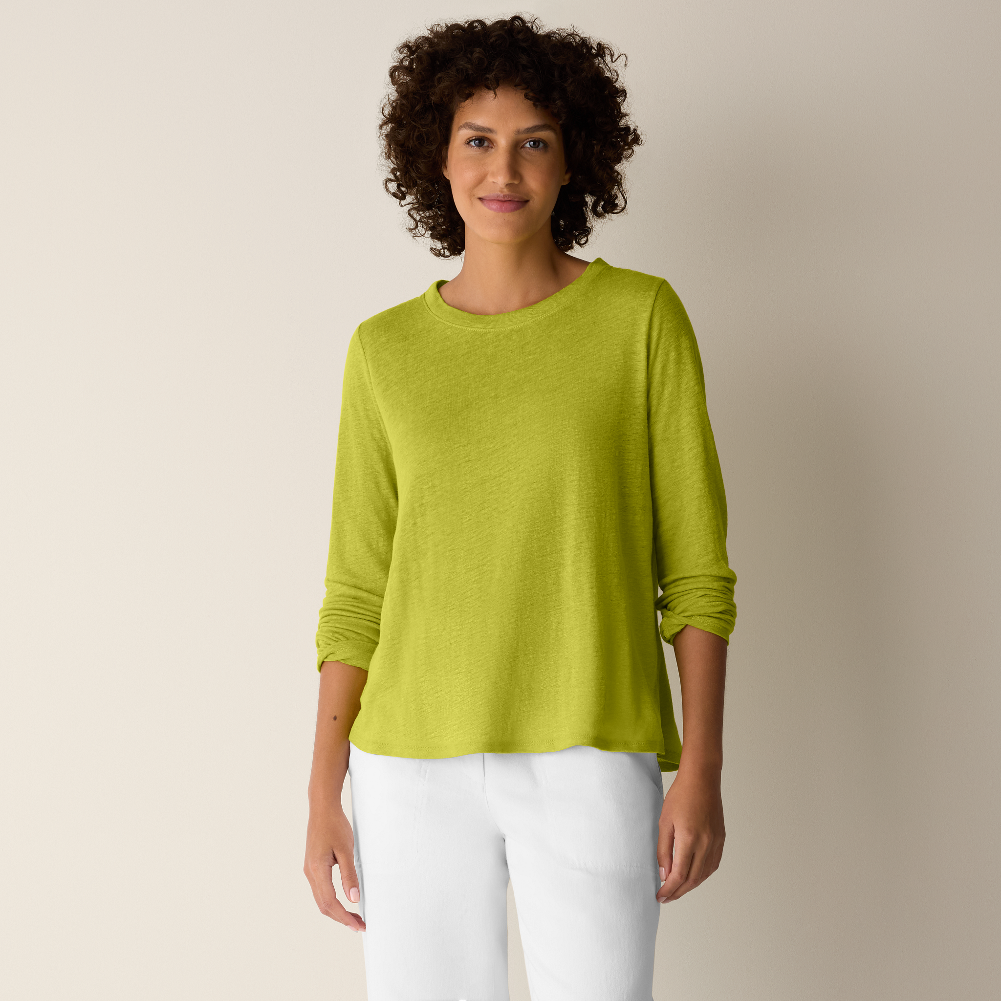 Organic Linen Jersey Long-Sleeve Tee from EILEEN FISHER - $95.20