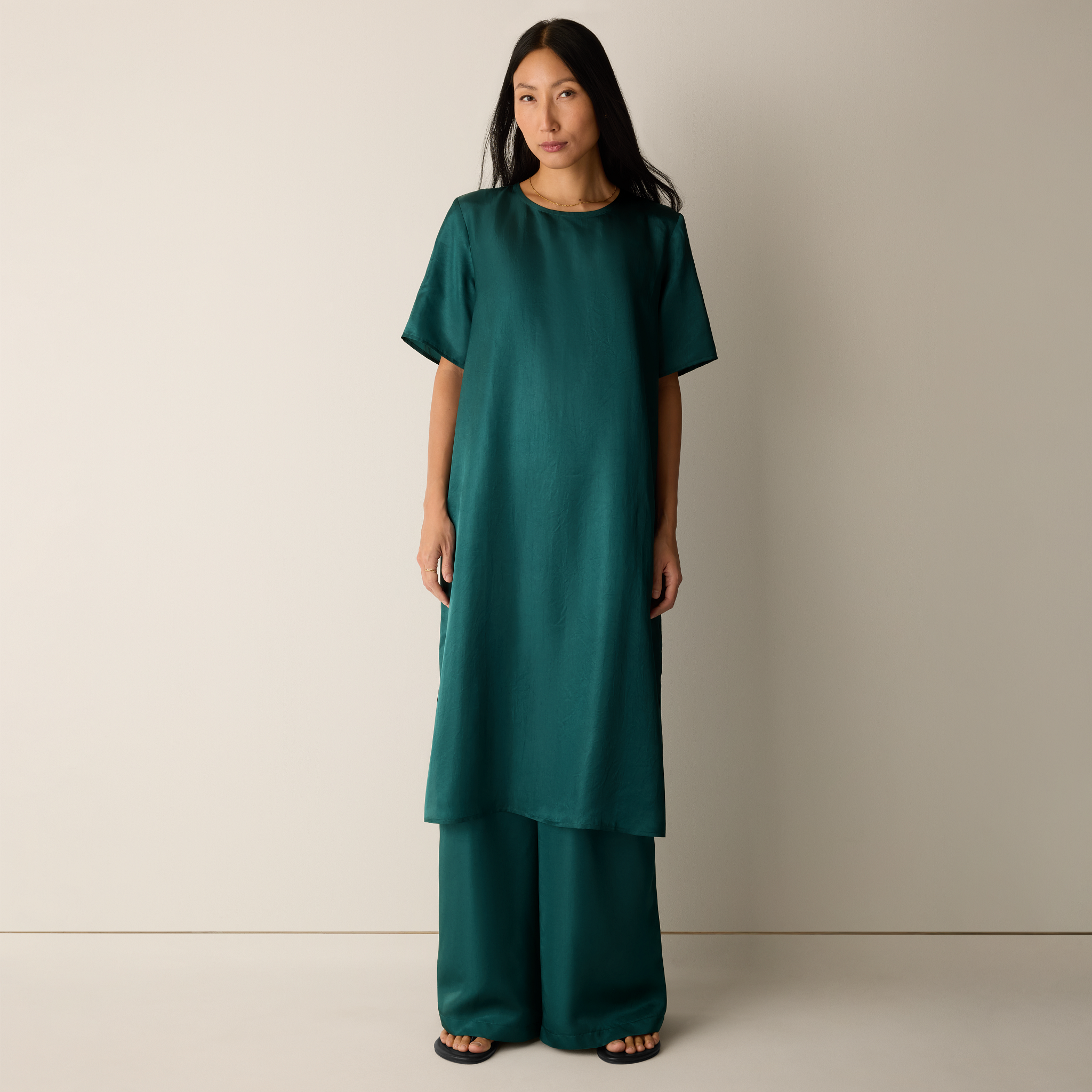 Lightweight Satin Shimmer Tee Dress from EILEEN FISHER - $288